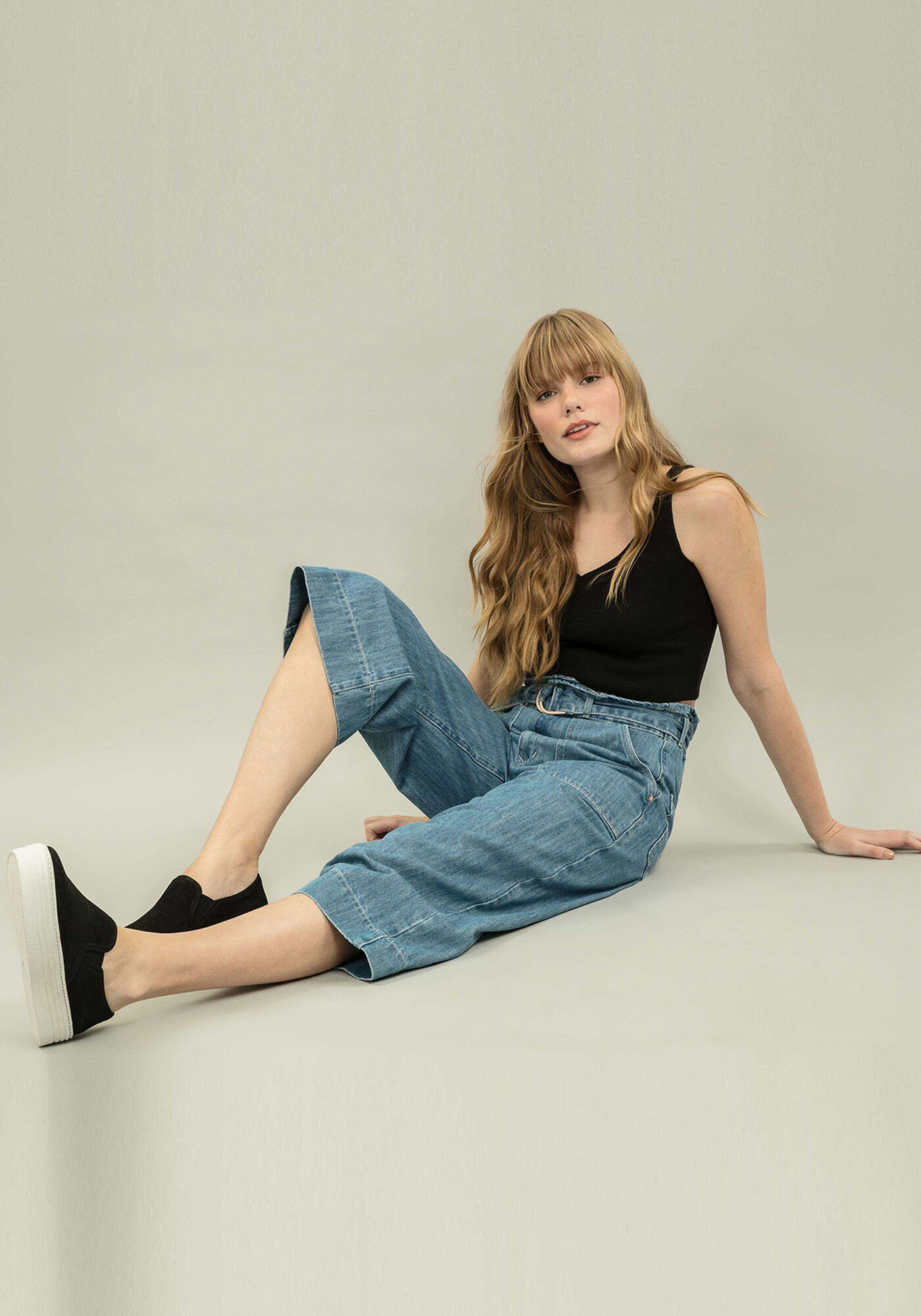 Cal&ccedil;a Jeans Pantacourt Cinto, , large.