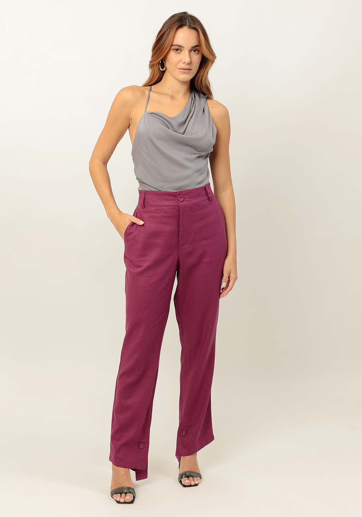 Cal&ccedil;a Alfaiataria em Linho com Barra Assim&eacute;trica, , large.