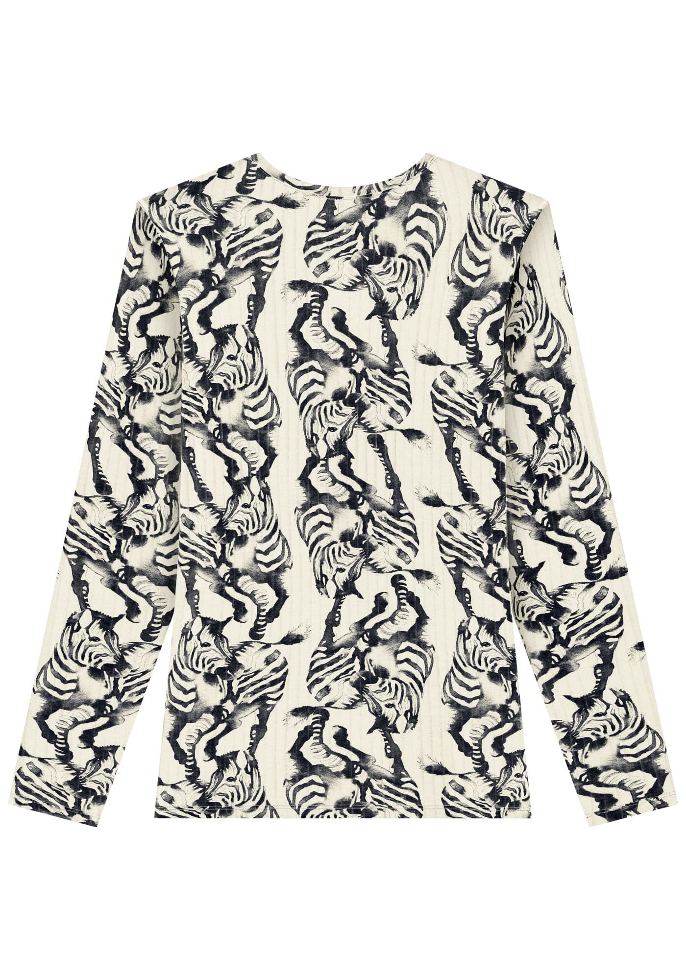 Blusa Estampada De Mangas Longas Em Malha De Viscose, , large.