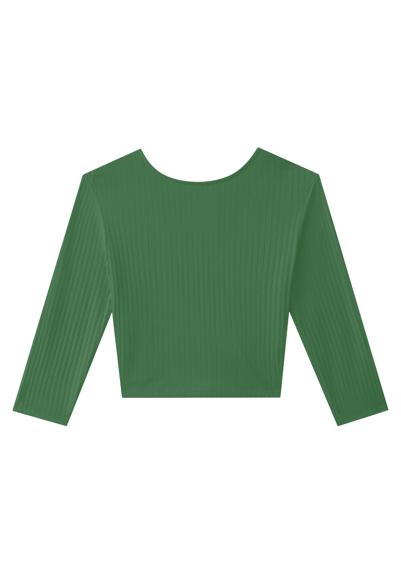 Blusa Manga 3/4 Canelada com Transpasse, VERDE PANTANAL, large.