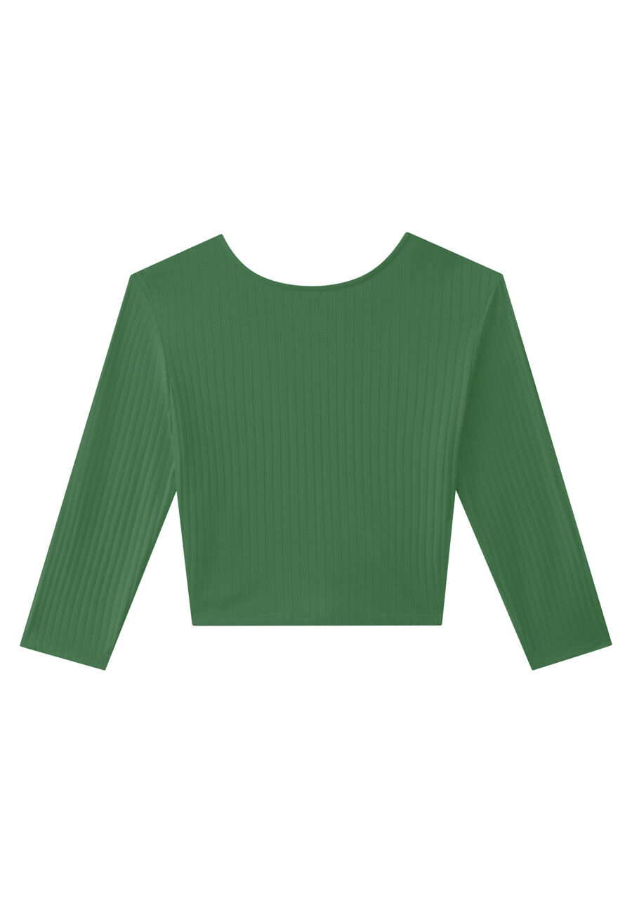 Blusa Manga 3/4 Canelada com Transpasse, VERDE PANTANAL. Blusa Manga 3/4 Canelada com Transpasse, VERDE PANTANAL, large.