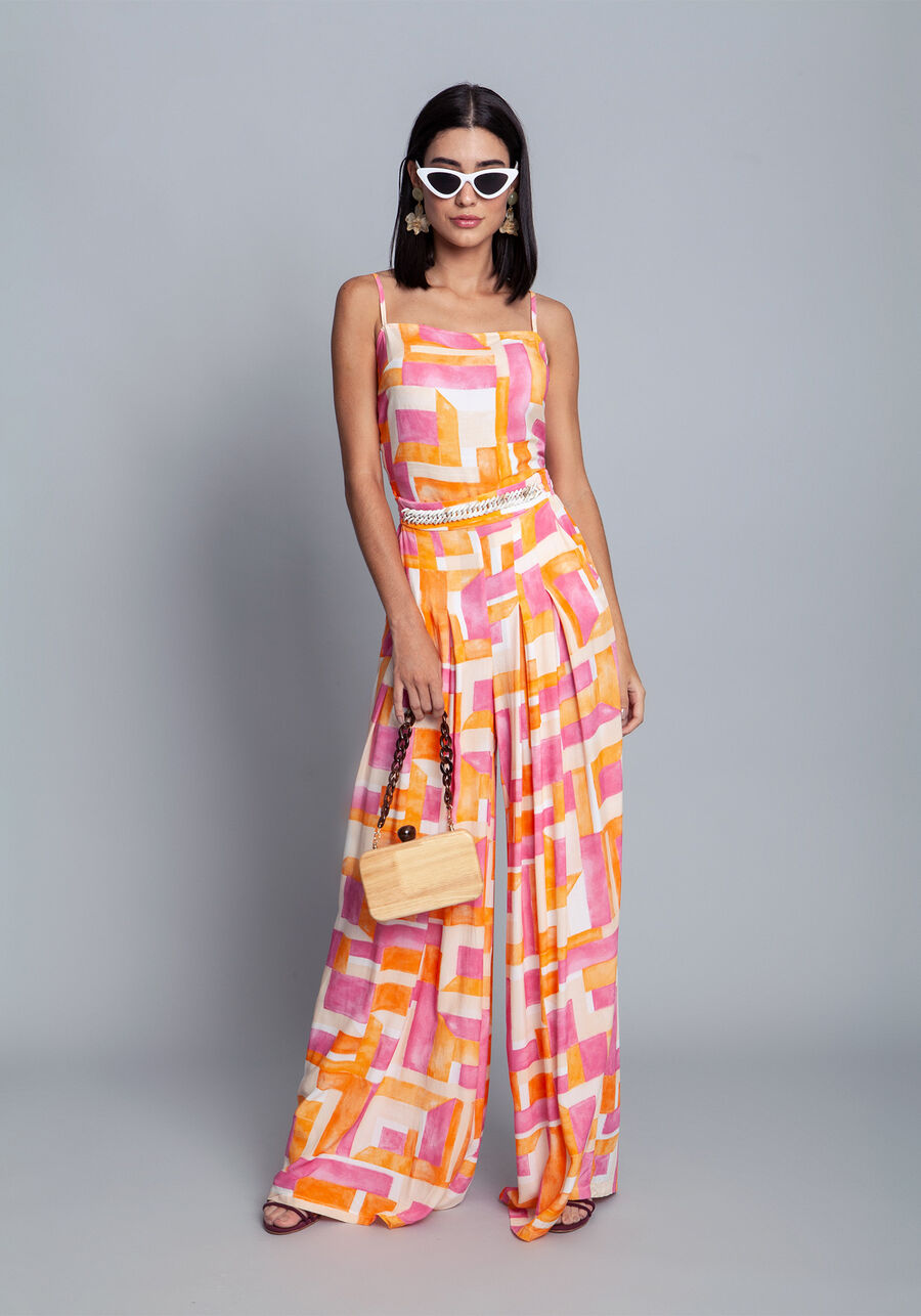 Calça Tecido Pantalona Ladrilhos, . Calça Tecido Pantalona Ladrilhos, , large.