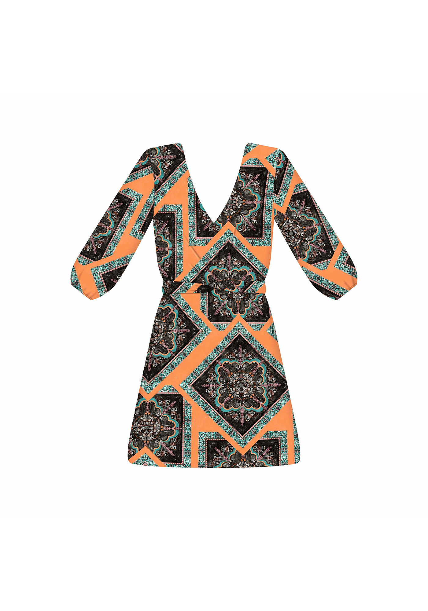 Vestido Manga 3/4 Transpasse, , large.