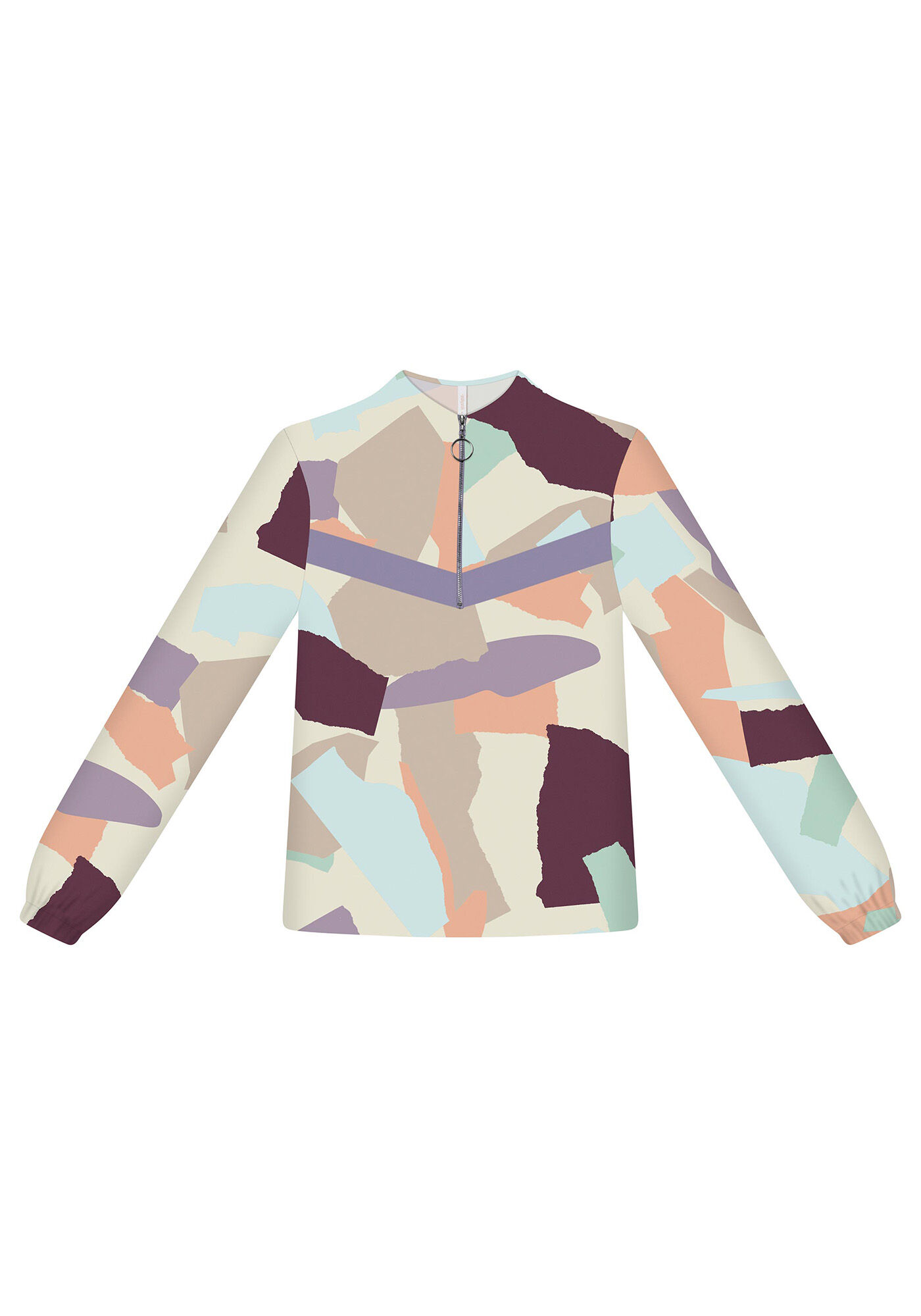 Blusa Manga Longa Z&iacute;per Estampa, , large.