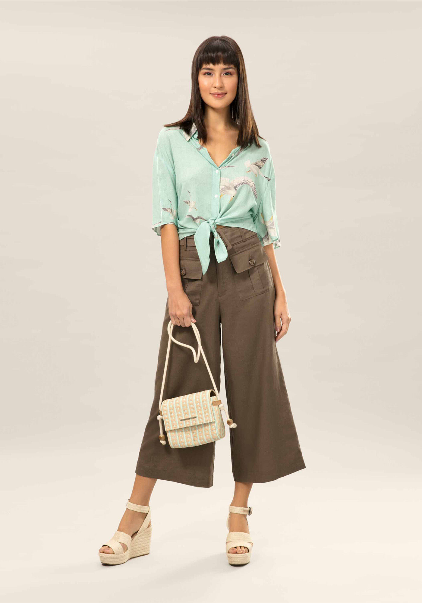 Camisa Cropped Com Amarra&ccedil;&atilde;o Estampa  Ventura, , large.