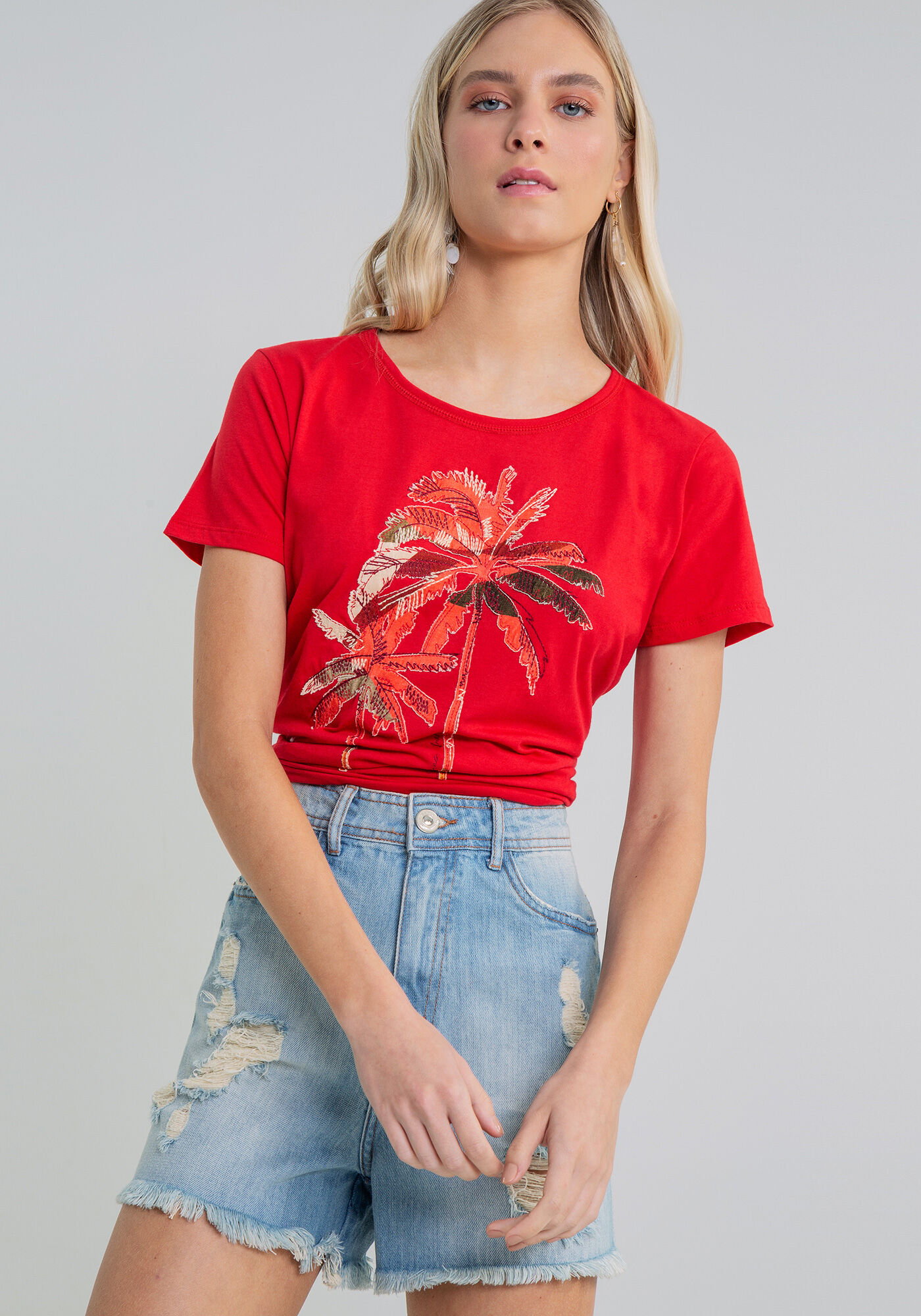 Blusa Manga Curta Bordado, , large.