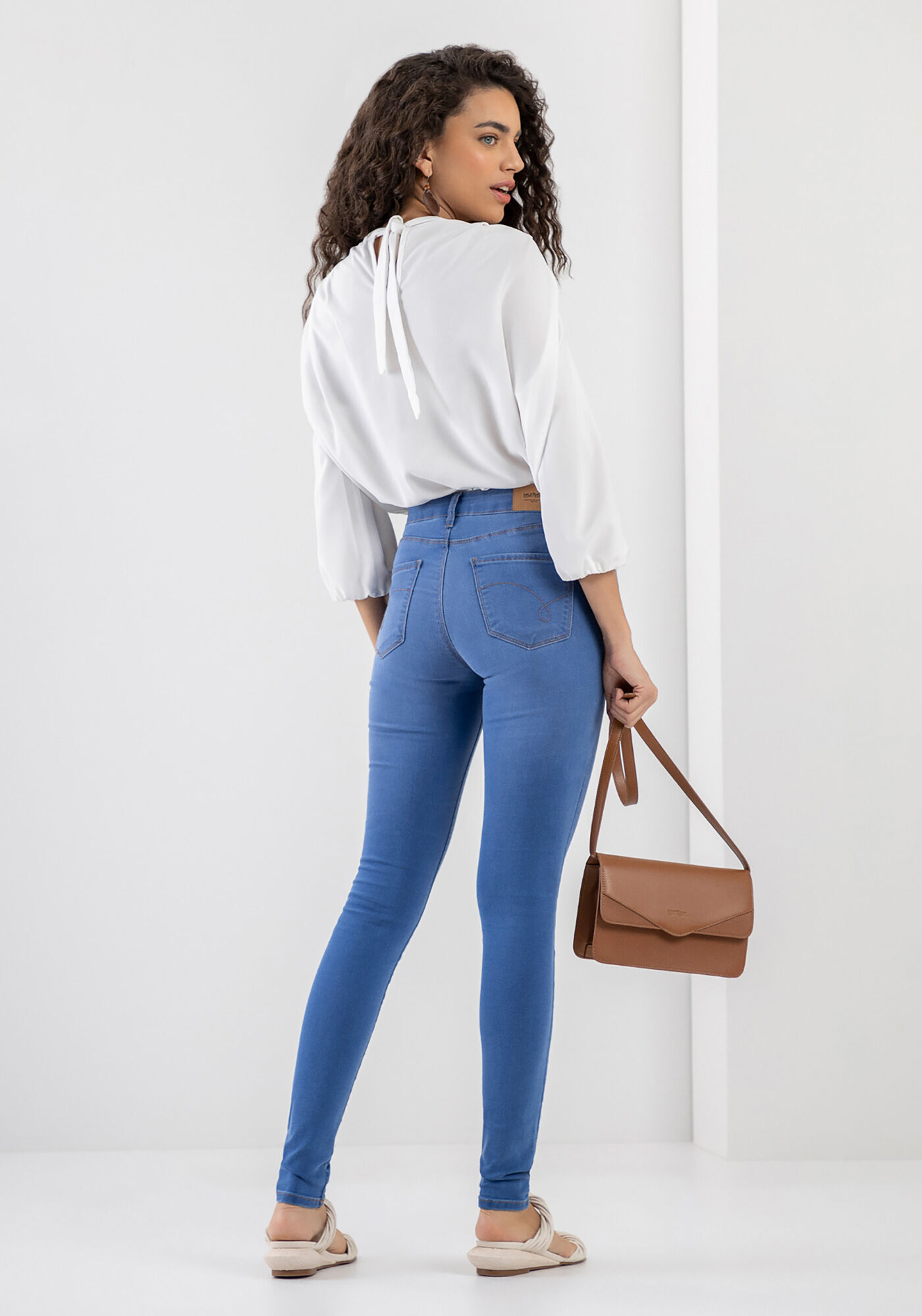 Cal&ccedil;a Jeans Skinny Cintura M&eacute;dia com Elasticidade, , large.