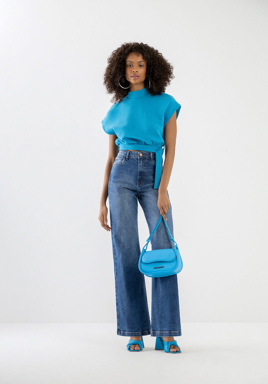 Calça Jeans Wide Leg Super Alta com Elastano, . Calça Jeans Wide Leg Super Alta com Elastano, , large.