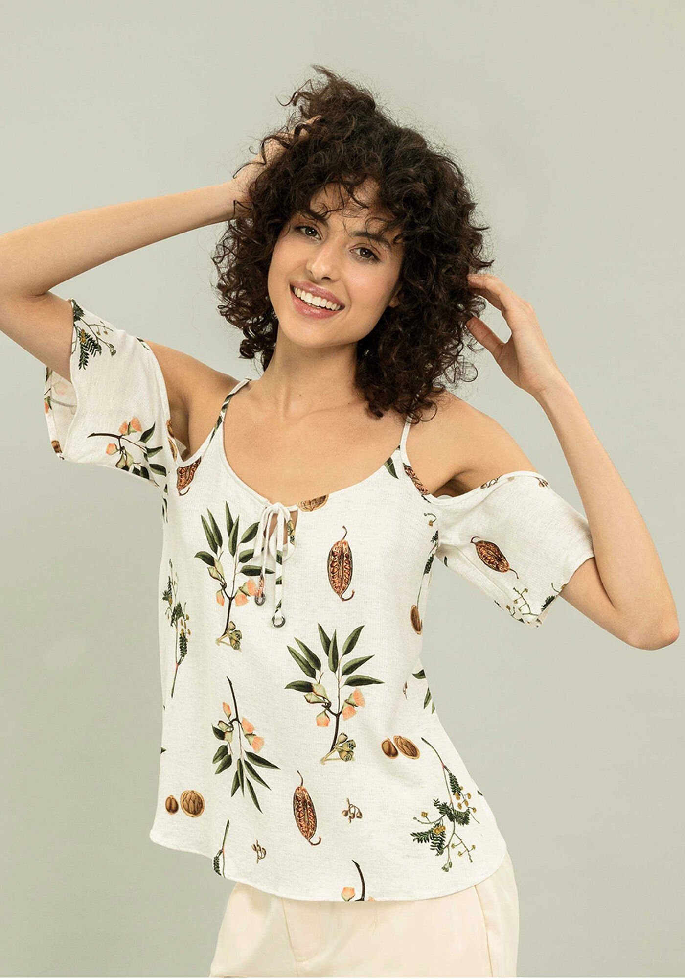 Blusa Recorte Ombro Estampa, , large.