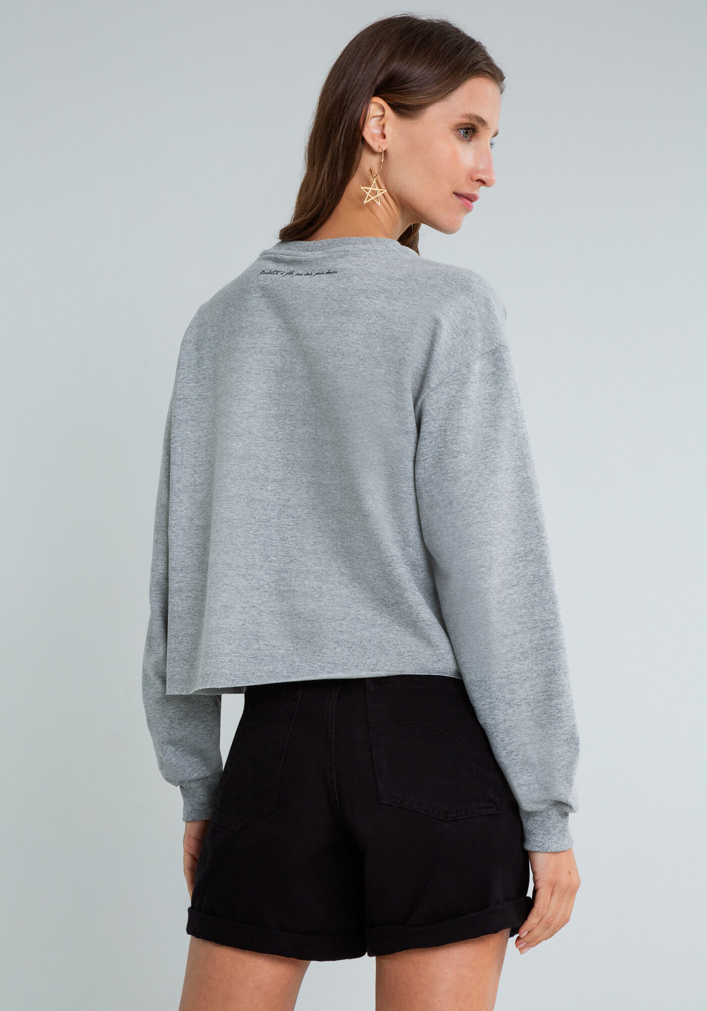 Blus&atilde;o Manga Longa Cropped Bordado, MESCLA, large.