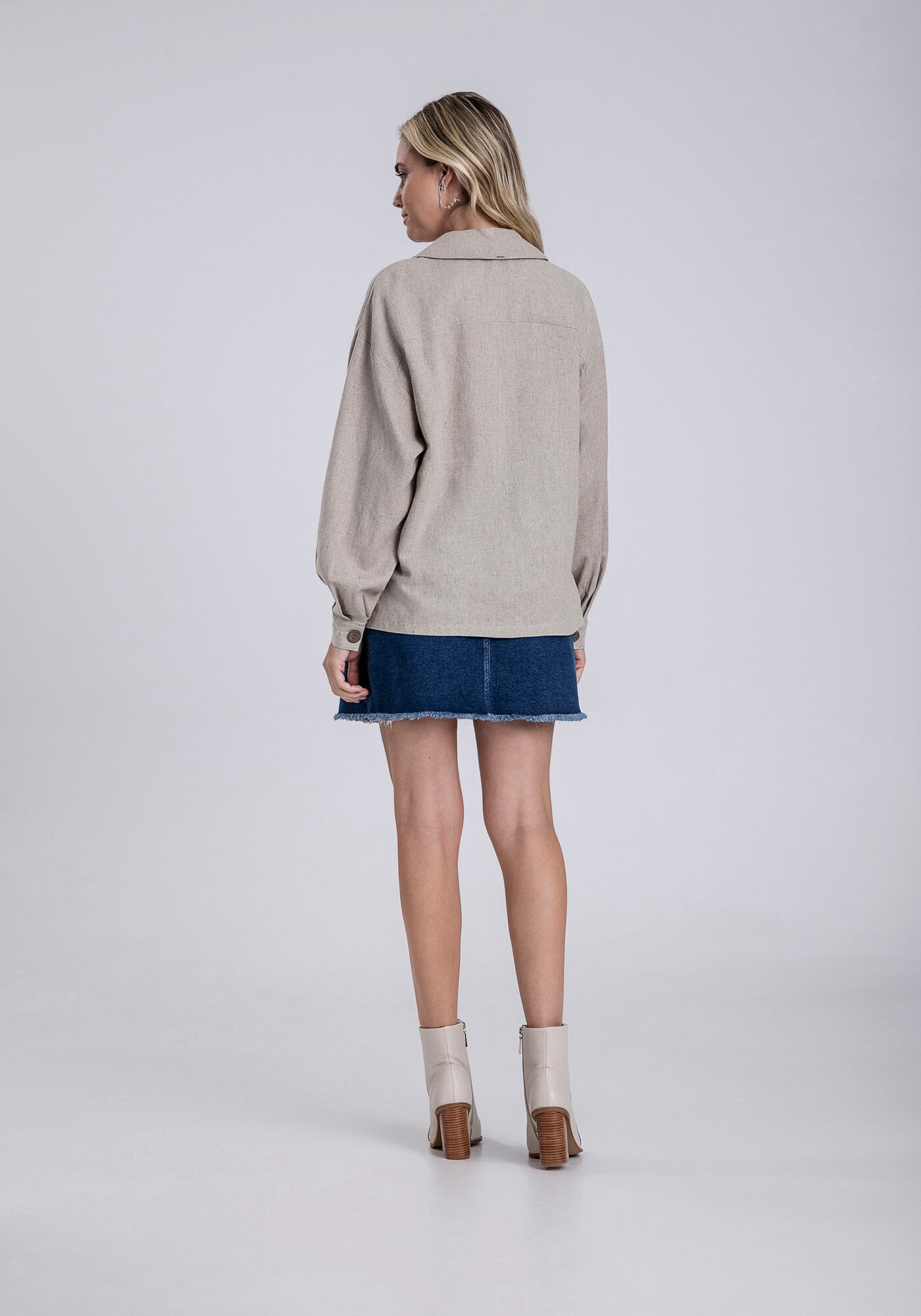 Camisa em Linho com Bolsos e Cinto, , large.