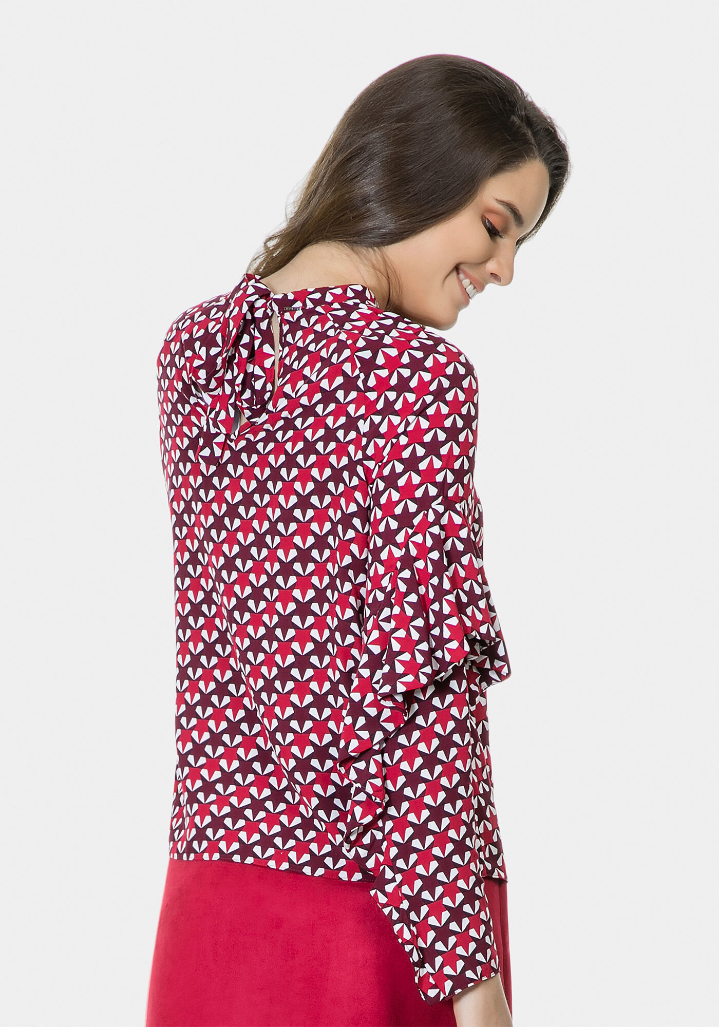 Blusa Manga Longa Babados Tecido, , large.