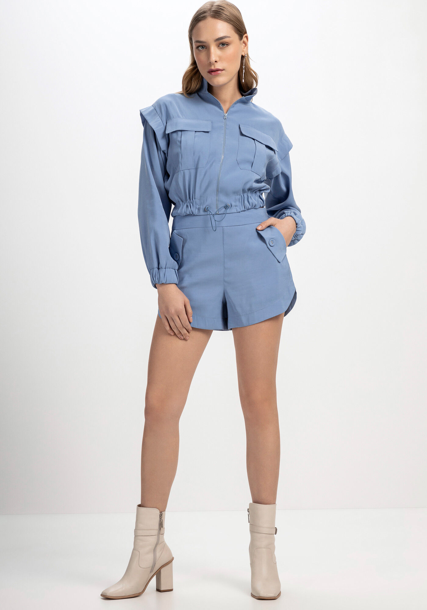 Jaqueta Cropped Recorte Ombros, , large.