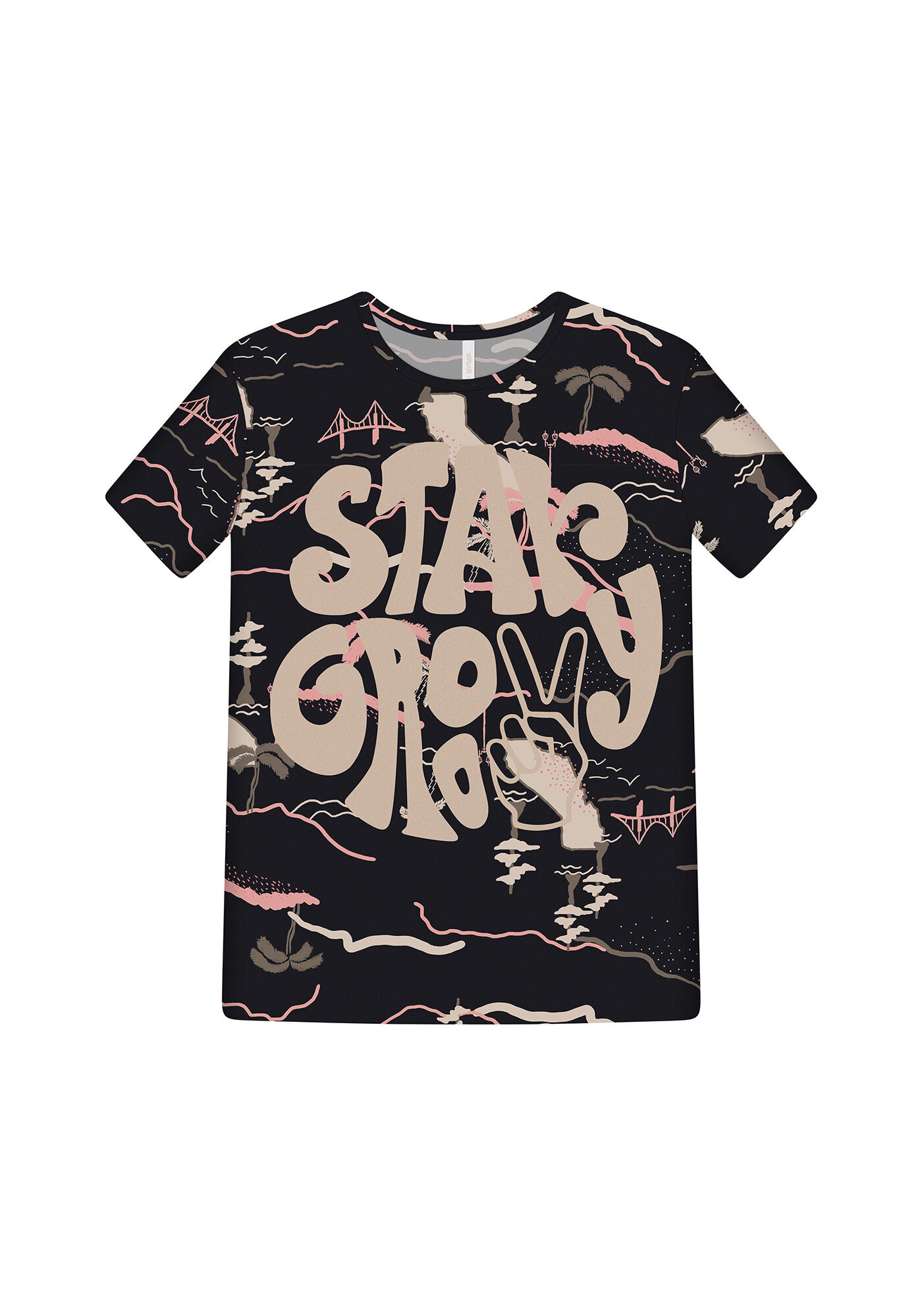 Blusa Manga Curta Estampada, , large.