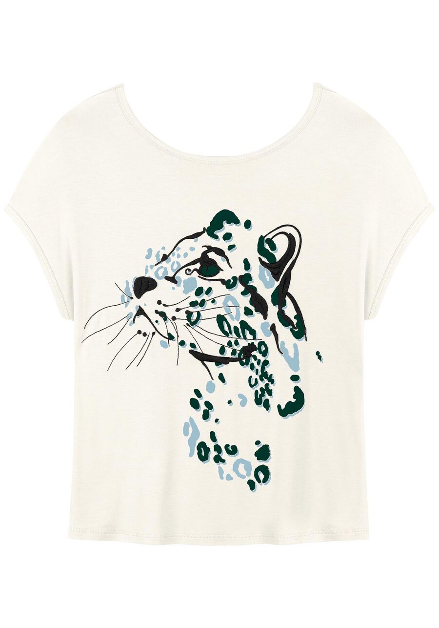 Blusa Com Bordado E Mangas Curtas Em Malha De Viscose, . Blusa Com Bordado E Mangas Curtas Em Malha De Viscose, , large.