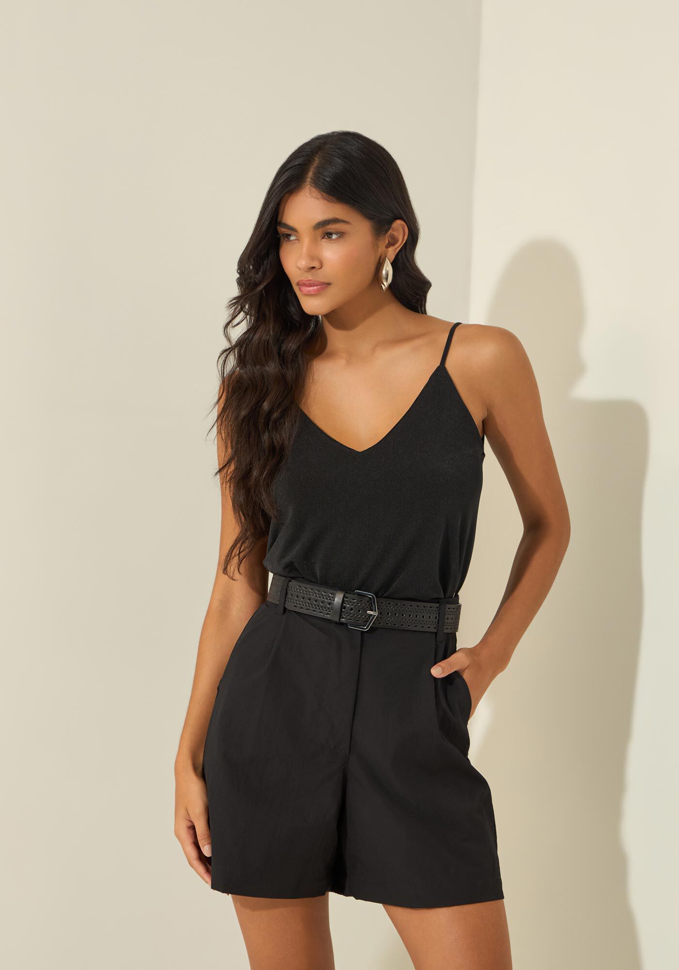 Cinto De Cintura Vazado Com Fivela, PRETO, large.