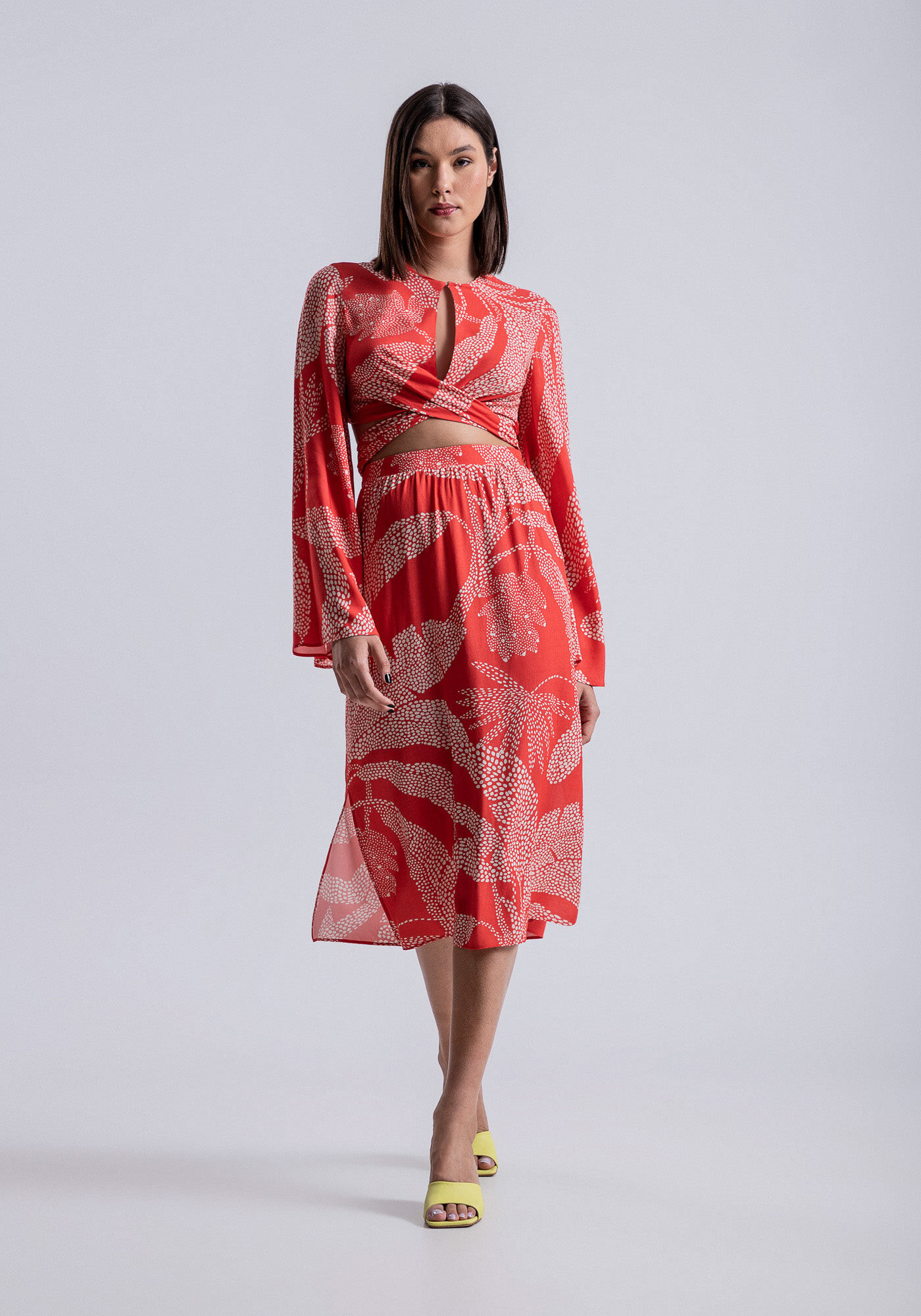 Blusa Manga M&aacute;xi em Viscose com Transpasse, , large.