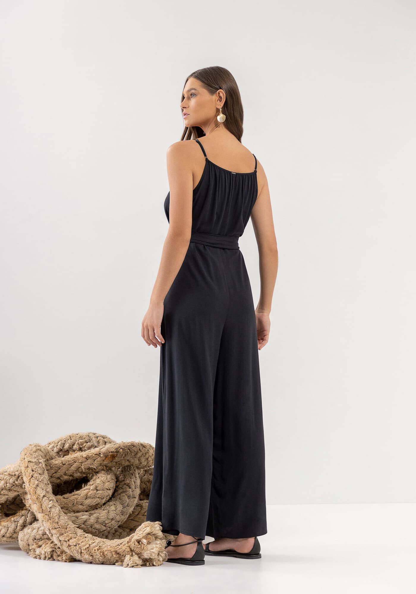 Macac&atilde;o Midi Amplo em Viscose com Faixa, , large.