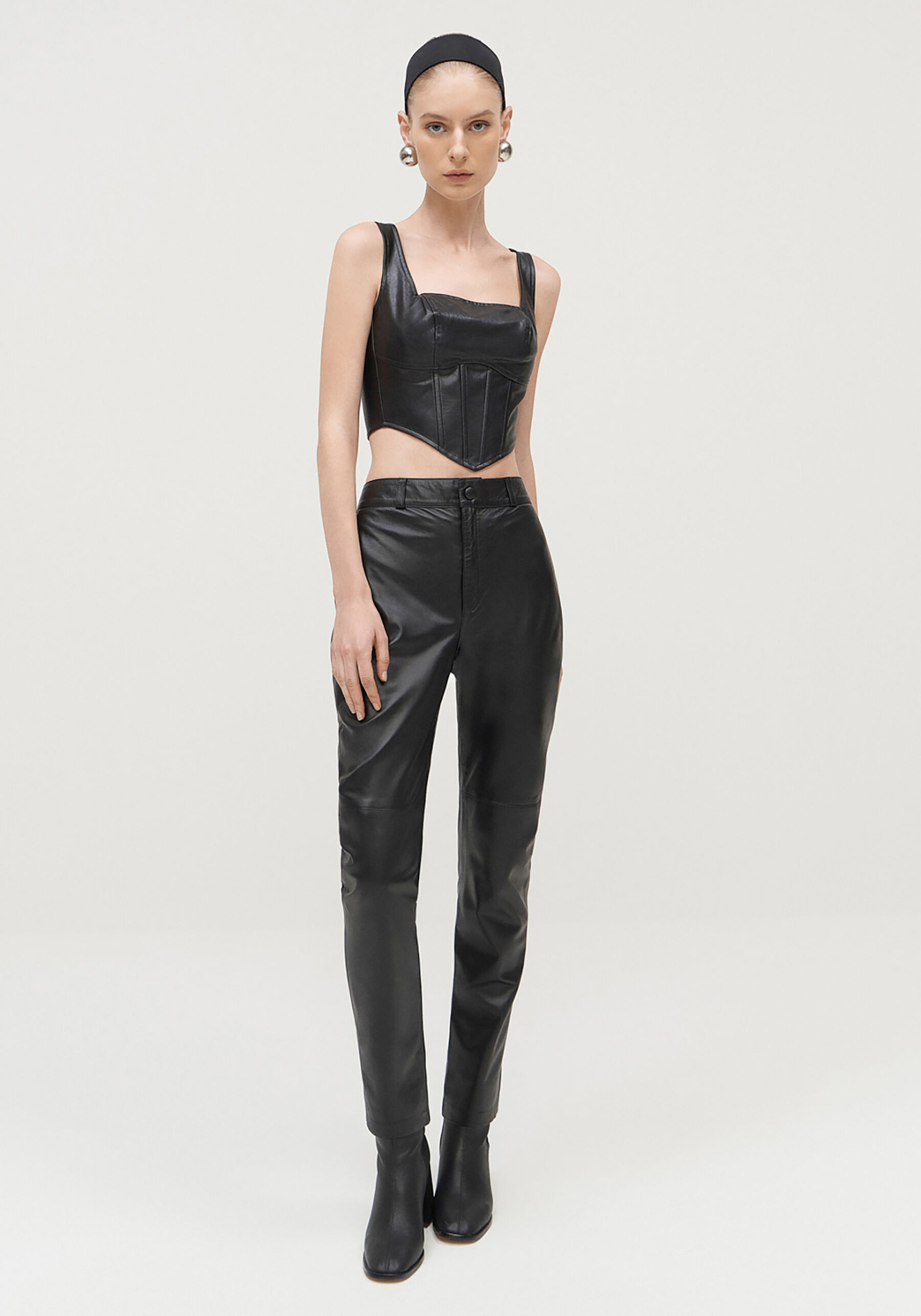 Blusa Corset em PU com Decote Quadrado, PRETO REATIVO. Blusa Corset em PU com Decote Quadrado, PRETO REATIVO, large.