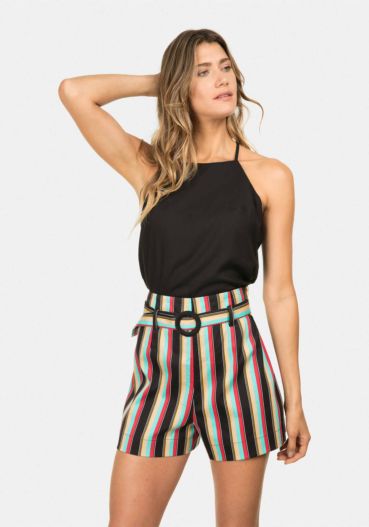 Shorts com Cinto Estampa, , large.