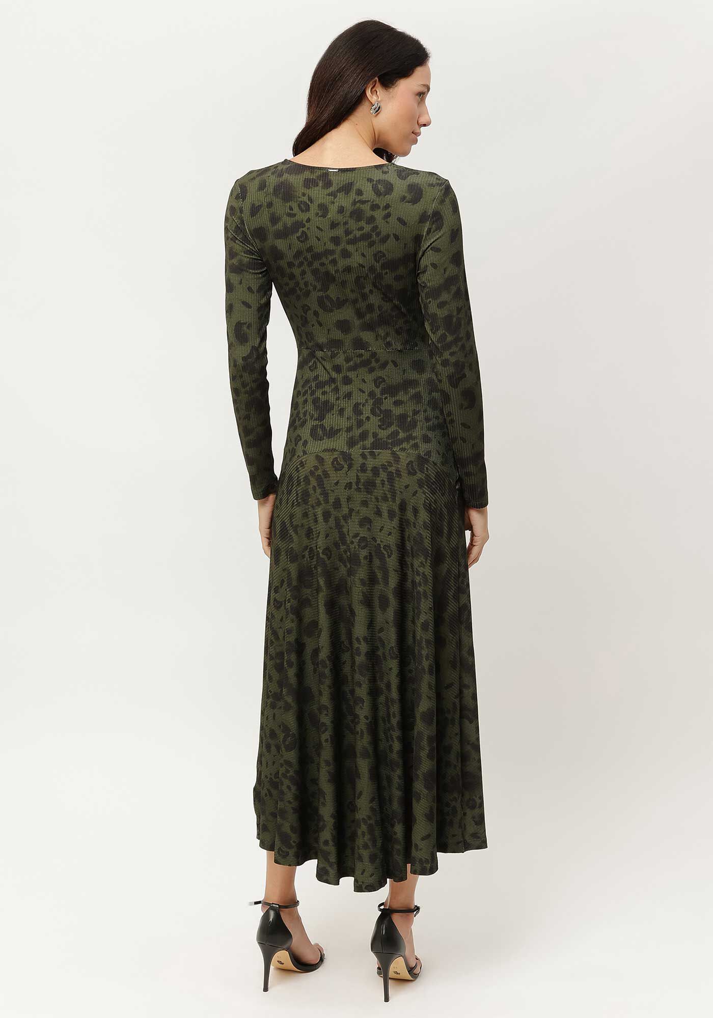 Vestido Midi Manga Longa com Decote Transpassado, , large.