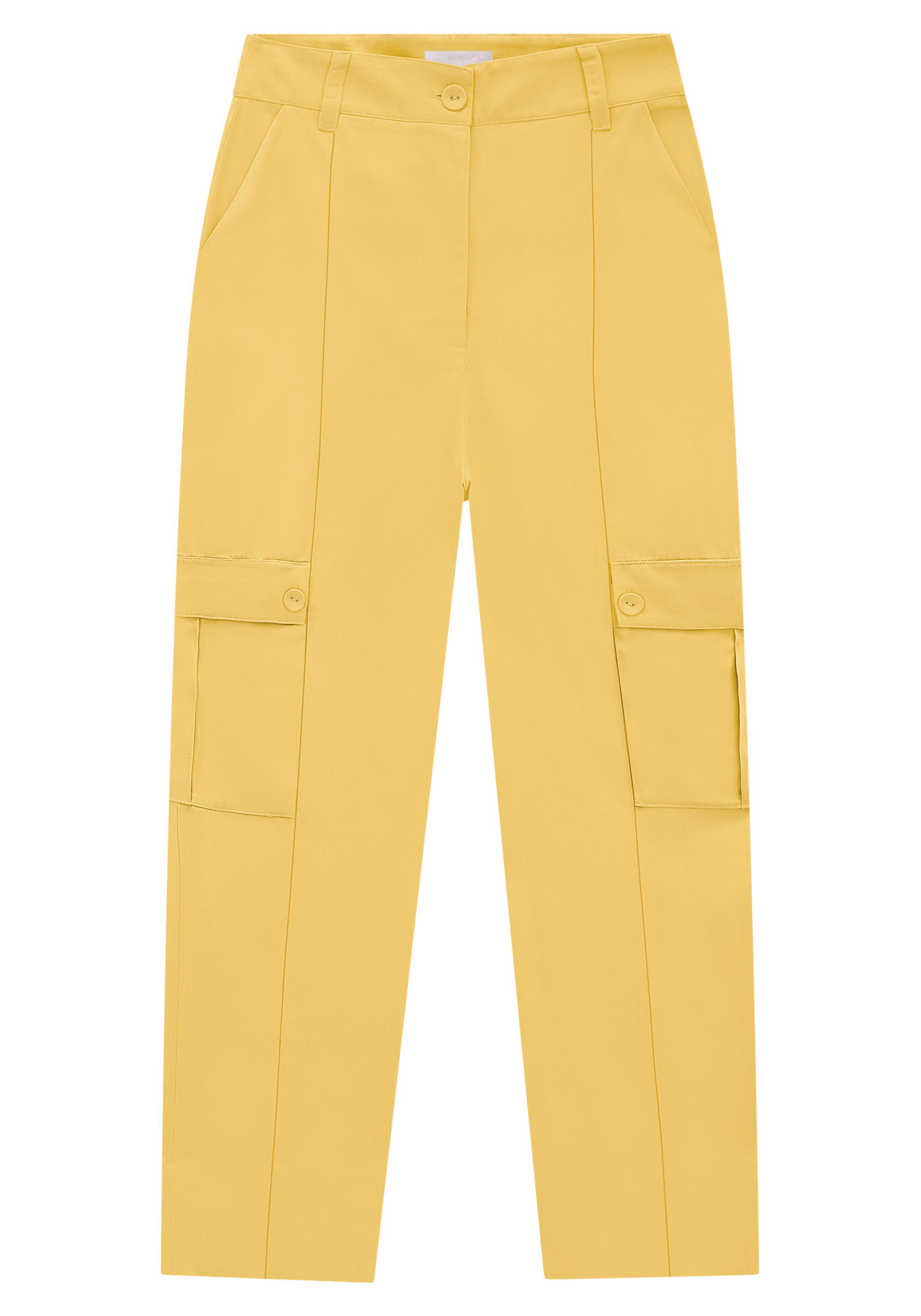 Cal&ccedil;a Reta Cargo em Tecido Velurd com Bolsos, , large.