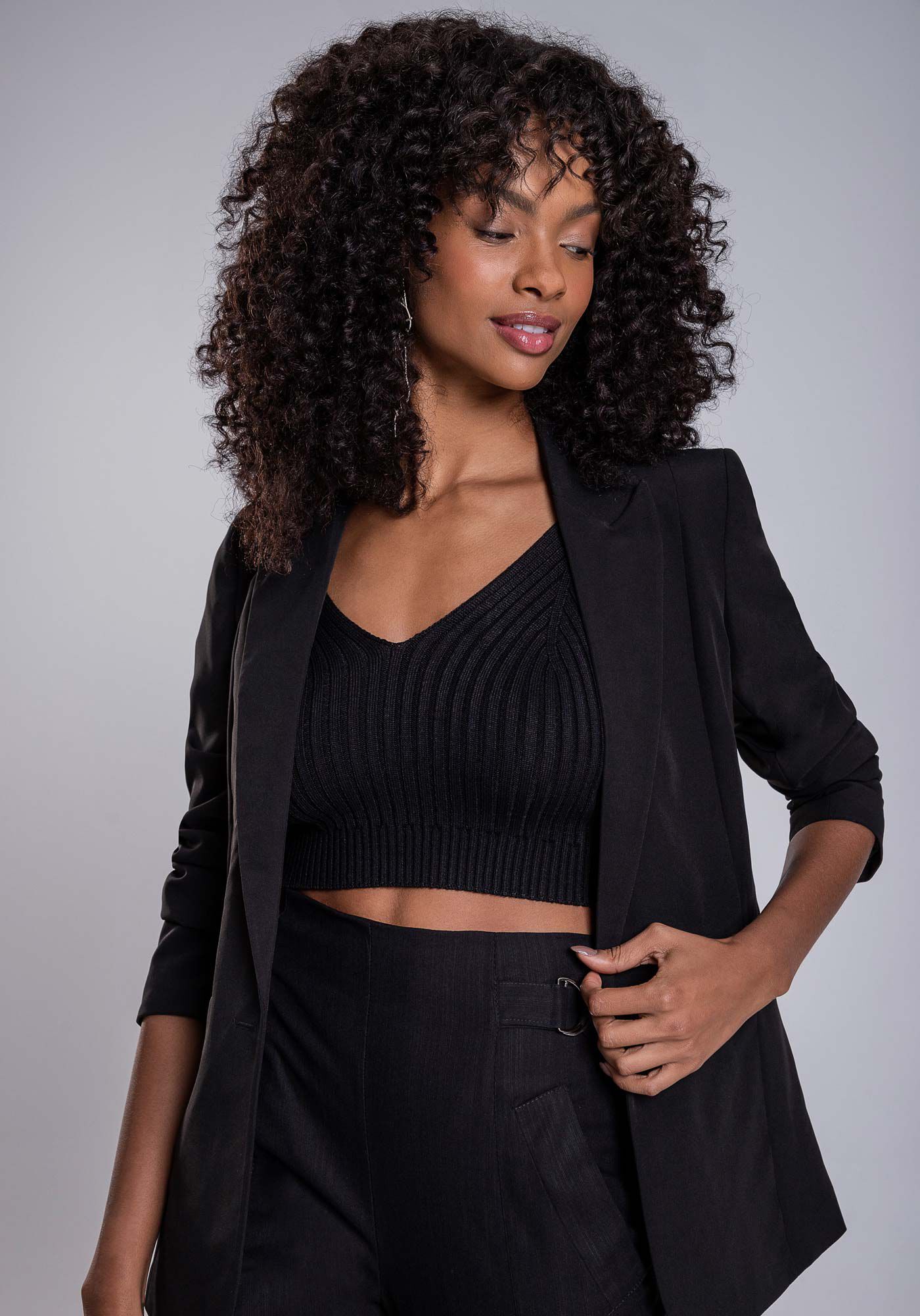 Blusa com Al&ccedil;as Cropped Tric&ocirc;, , large.