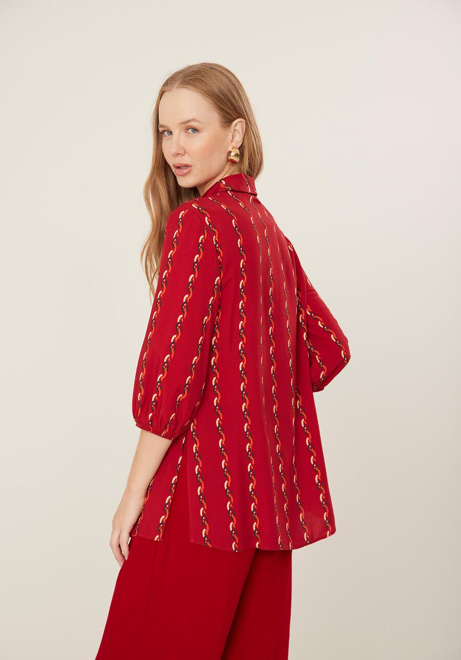 Camisa Estampada De Mangas Médias Em Viscose Com Botões, . Camisa Estampada De Mangas Médias Em Viscose Com Botões, , large.