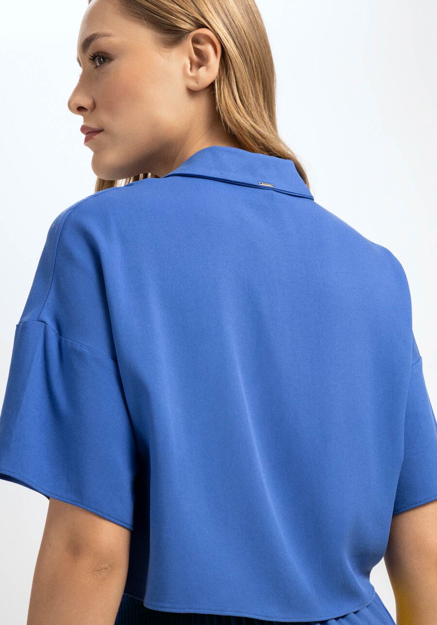 Camisa Manga Curta em Viscose Cropped, . Camisa Manga Curta em Viscose Cropped, , large.