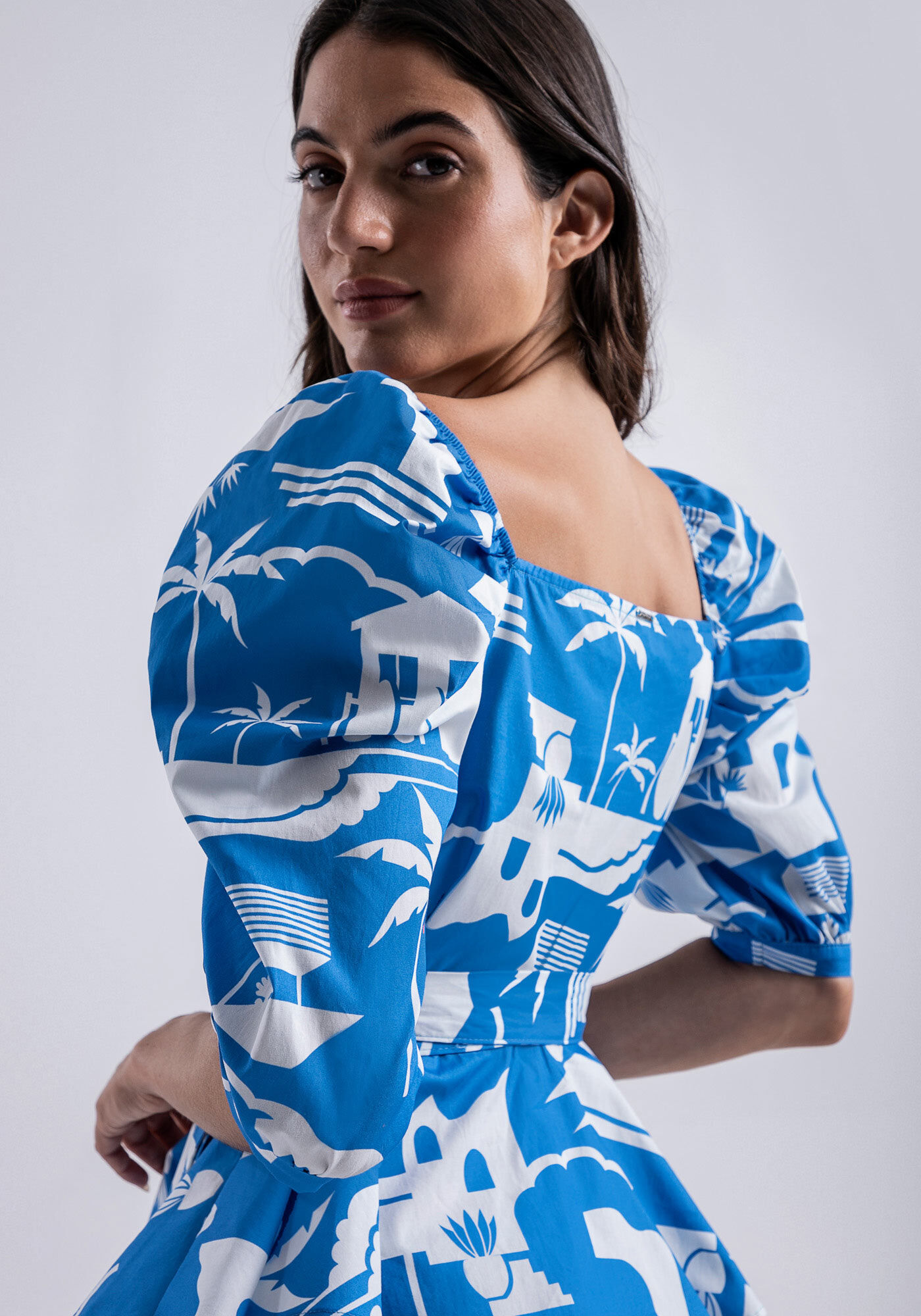 Blusa Transpassada em Tecido Atlanta Estampada, , large.