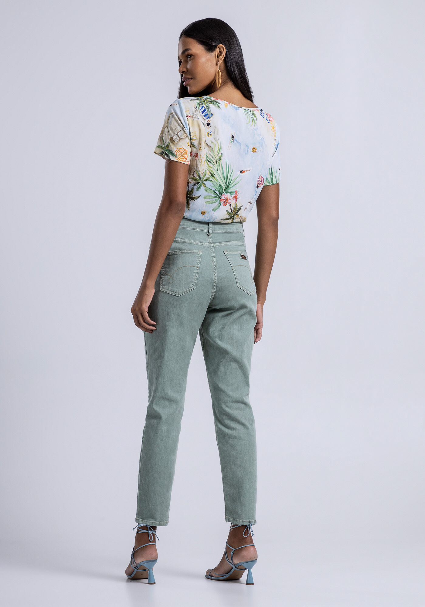 Blusa Manga Curta em Viscose Estampada, , large.