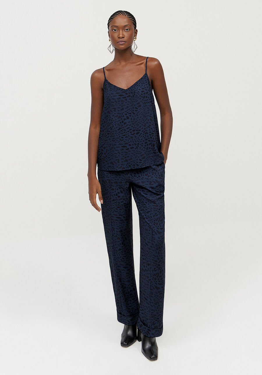 Blusa em Viscose Estampada com Decote V, . Blusa em Viscose Estampada com Decote V, , large.