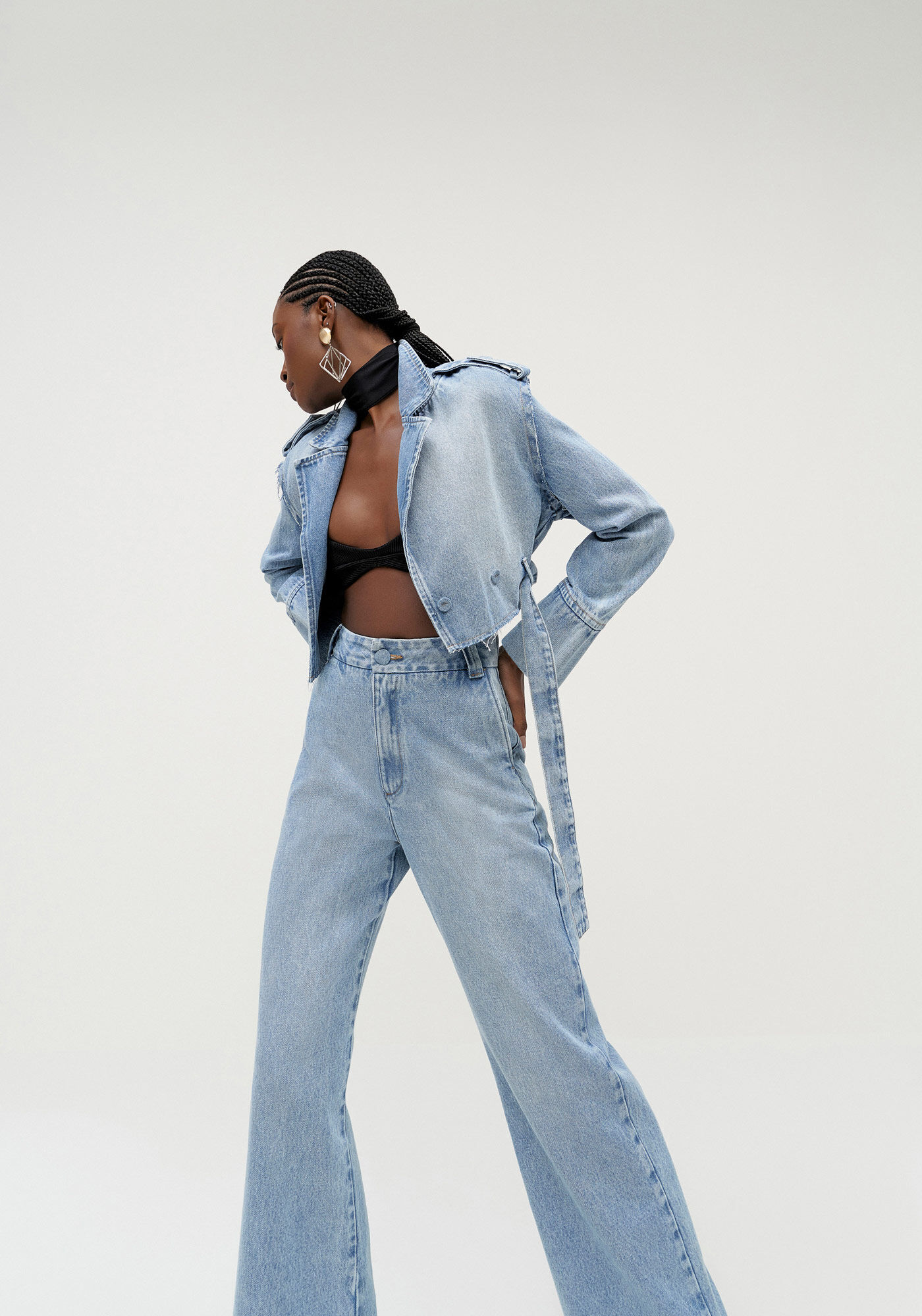 Blazer Jeans Cropped com Cinto, , large.