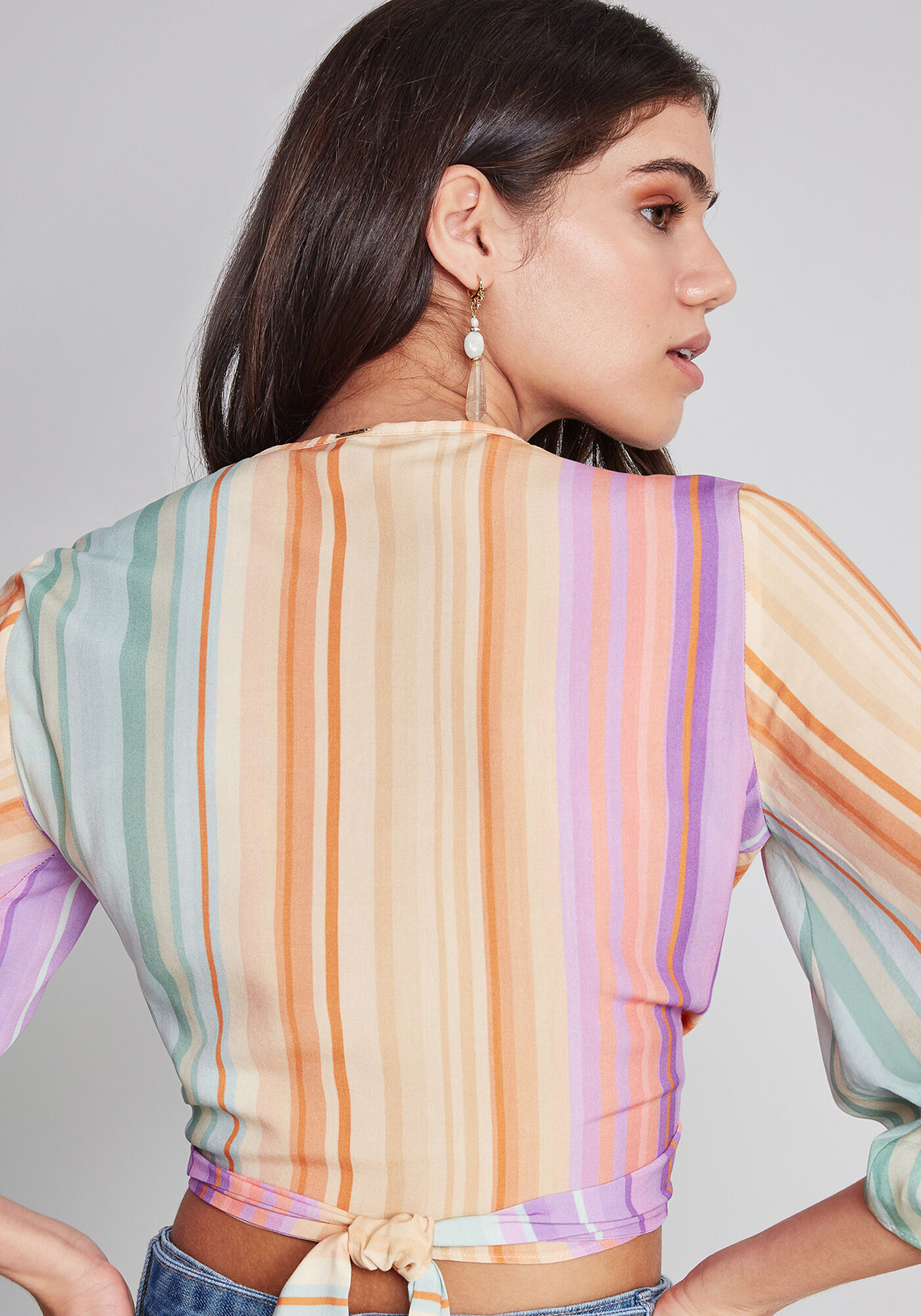 Blusa Manga 3/4 Cropped Transpasse, , large.