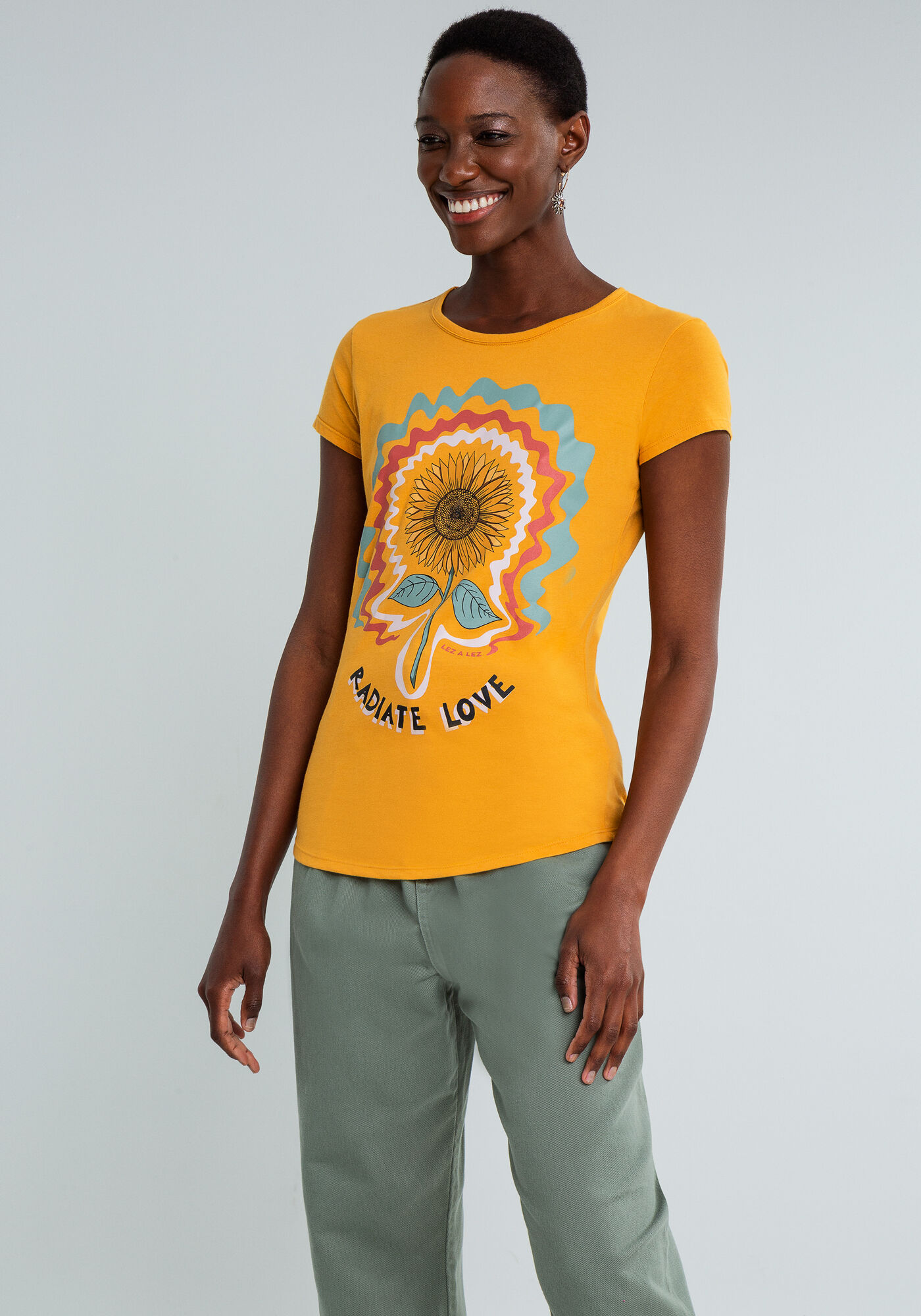 T-shirt Estampada Radiate Love, AMARELO, large.
