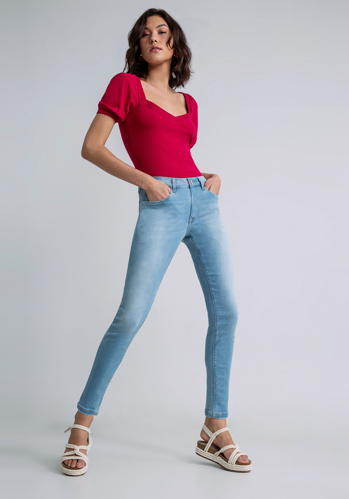 Cal&ccedil;a Jeans Skinny Cropped Bali Esthetic Care, , large.