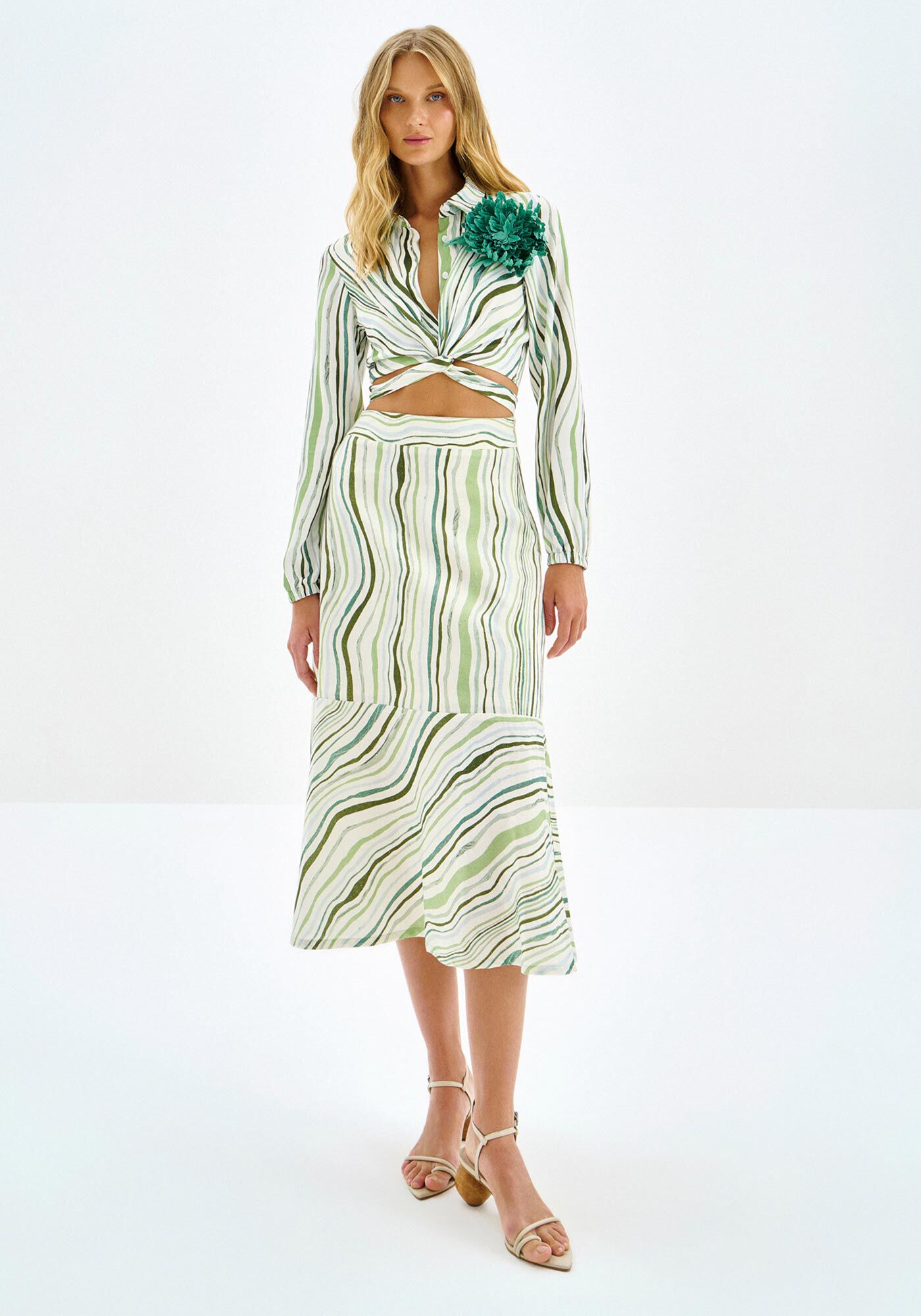 Camisa Cropped Manga Longa Transpassada, , large.