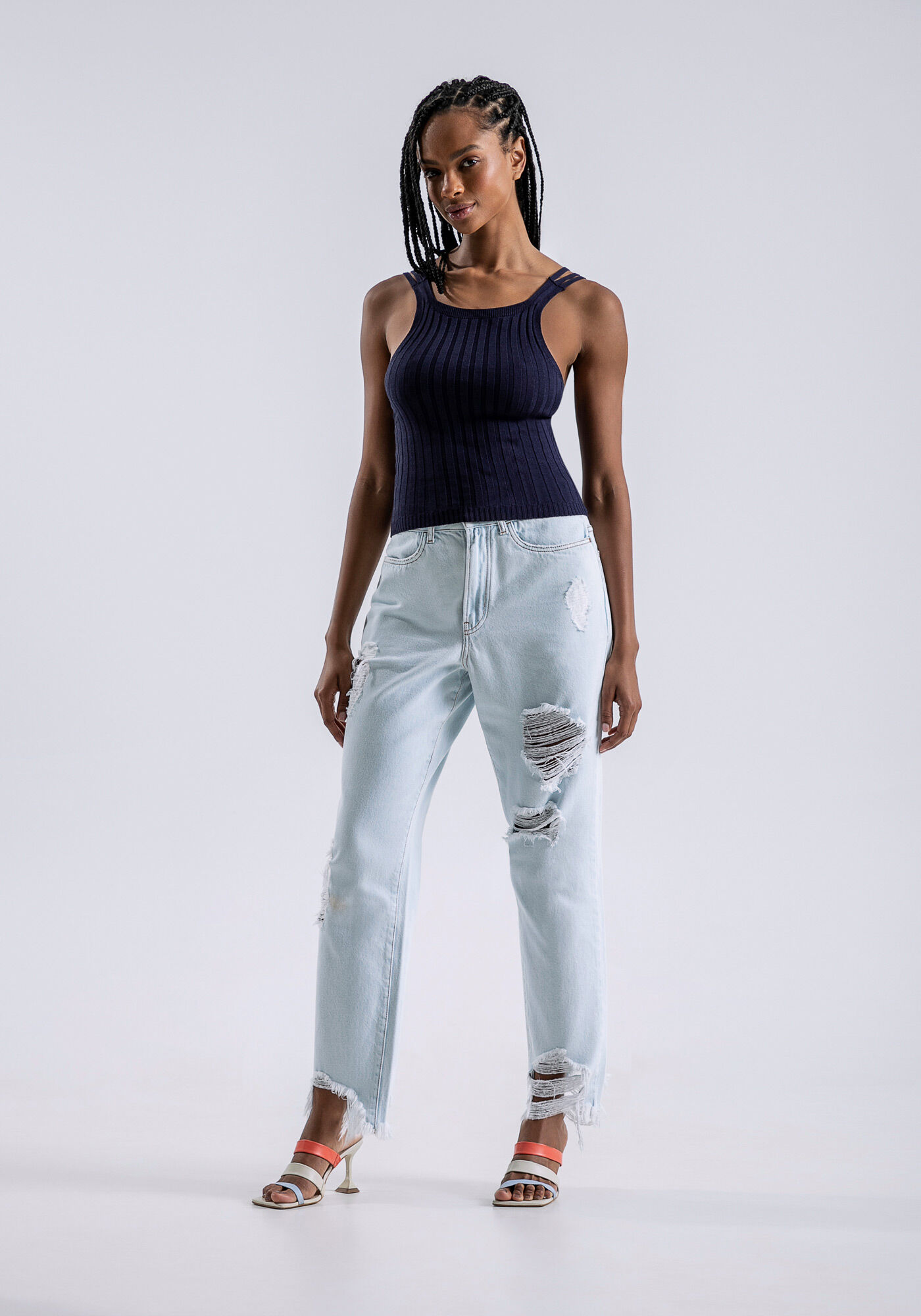 Blusa com Al&ccedil;as Tric&ocirc; com Tiras Costas, MARINHO STELLA, large.