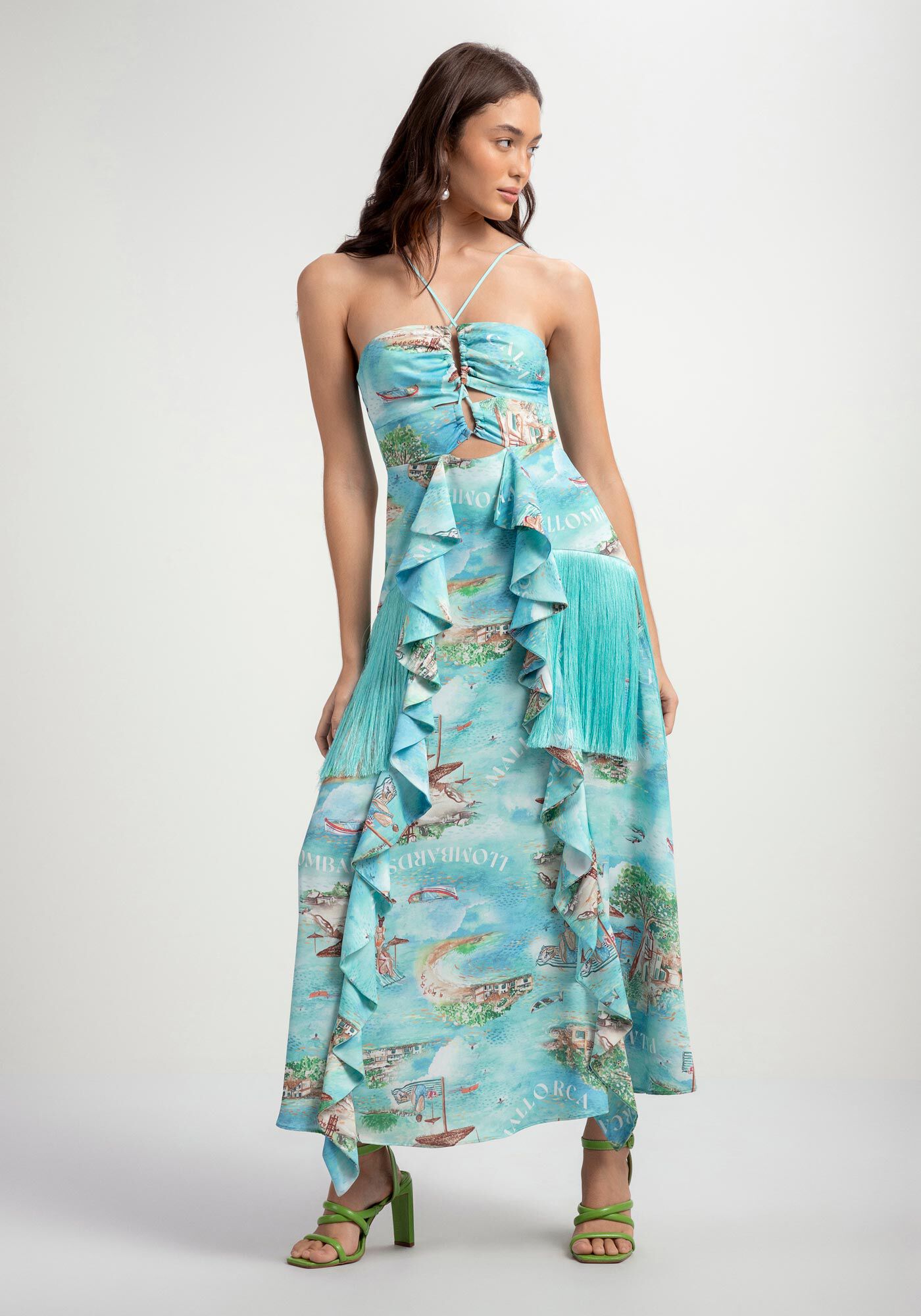 Vestido frente clearance unica longo estampado