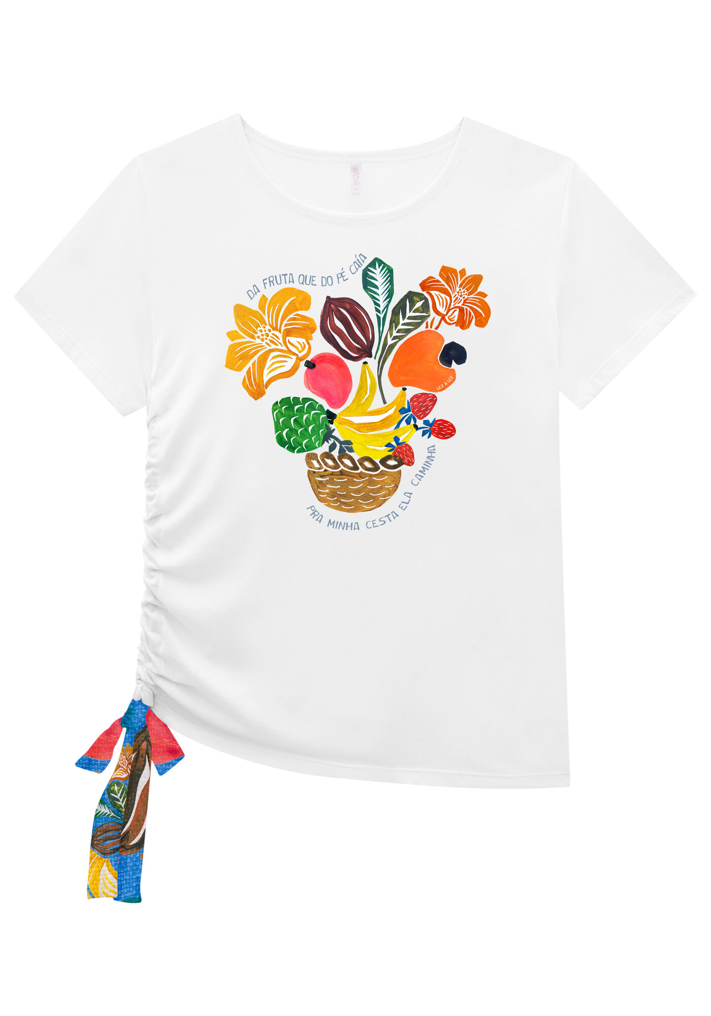 Blusa Manga Curta em Malha com Amarra&ccedil;&atilde;o, GRAVIOLA, large.