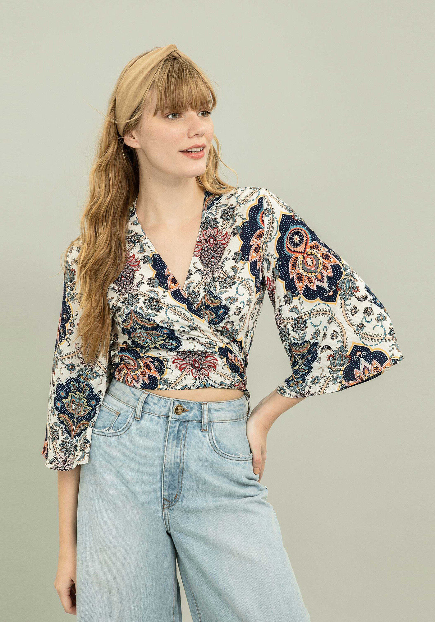 Blusa Envelope Estampa, , large.