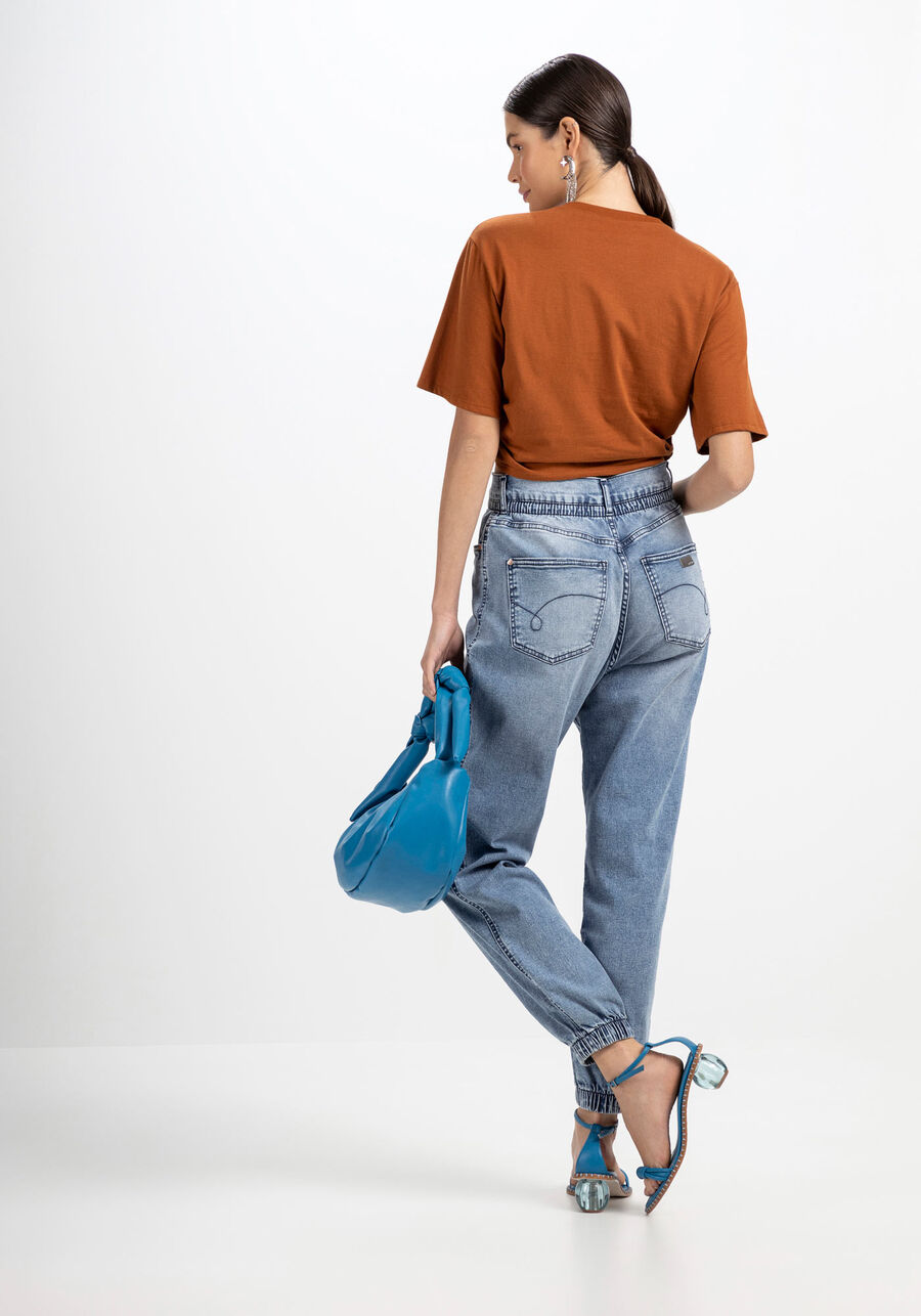 Calça Jeans Jogging Cropped Super Alta, JEANS. Calça Jeans Jogging Cropped Super Alta, JEANS, large.