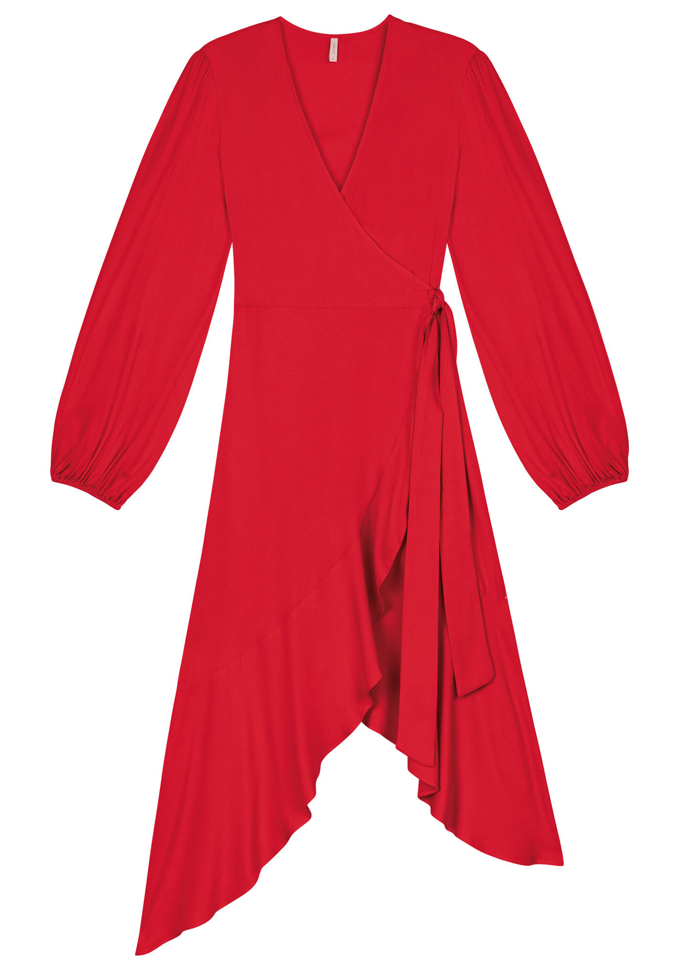 Vestido Midi Manga Longa em Viscose Transpassado, , large.