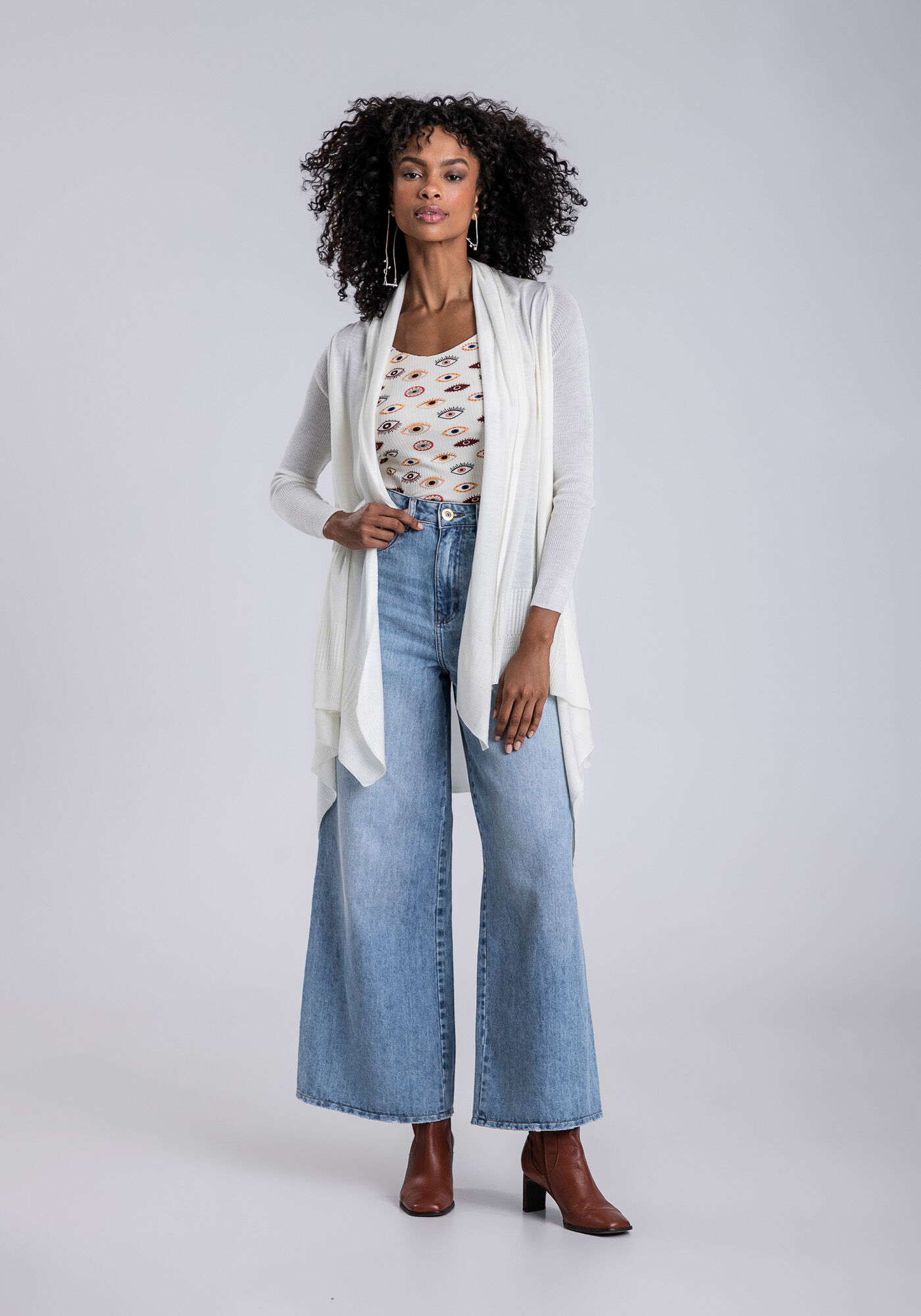 Cardigan Alongado Tric&ocirc; Barra Assim&eacute;trica, , large.