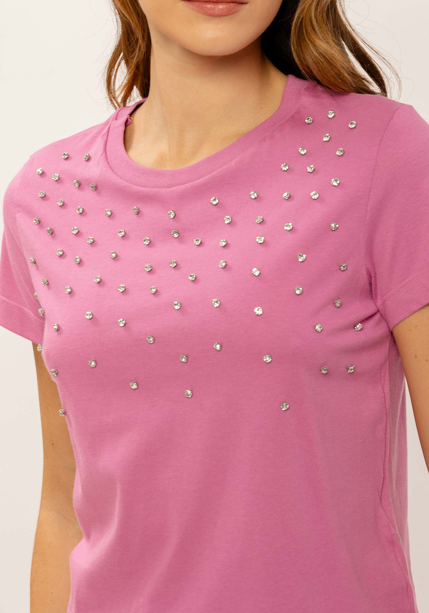 T-shirt em Malha Prime com M&aacute;xi Strass, , large.