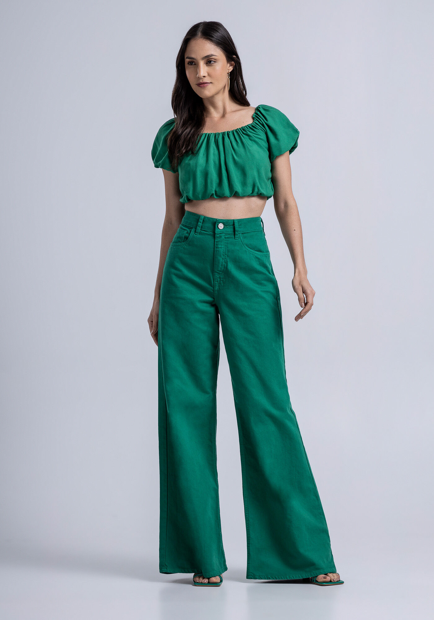 Blusa Balon&ecirc; em Viscose Ombro a Ombro, , large.