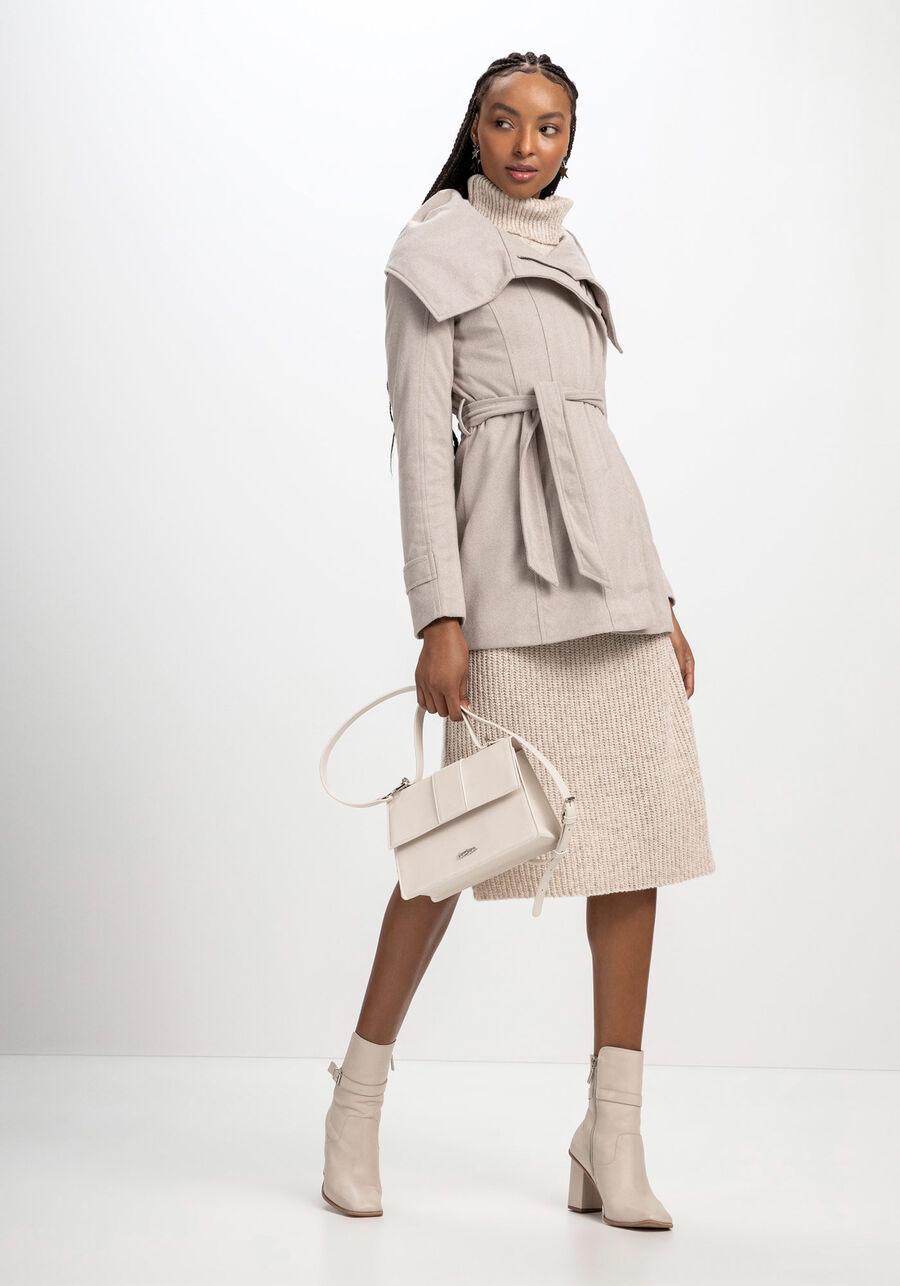 Casaco Sobretudo em Lã Batida com Máxi Gola e Cinto, . Casaco Sobretudo em Lã Batida com Máxi Gola e Cinto, , large.