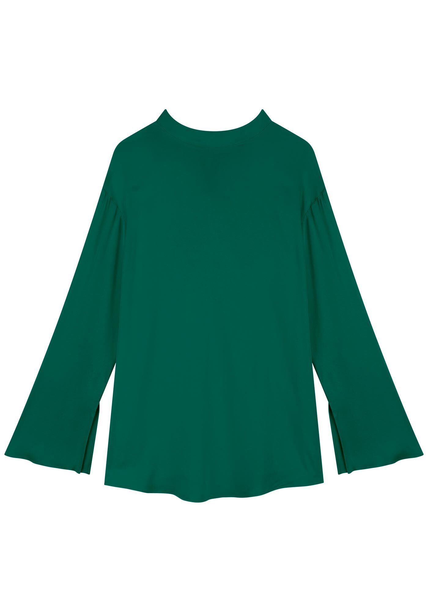 Blusa Alongada De Mangas Com Gola Alta E Amarra&ccedil;&atilde;o, , large.