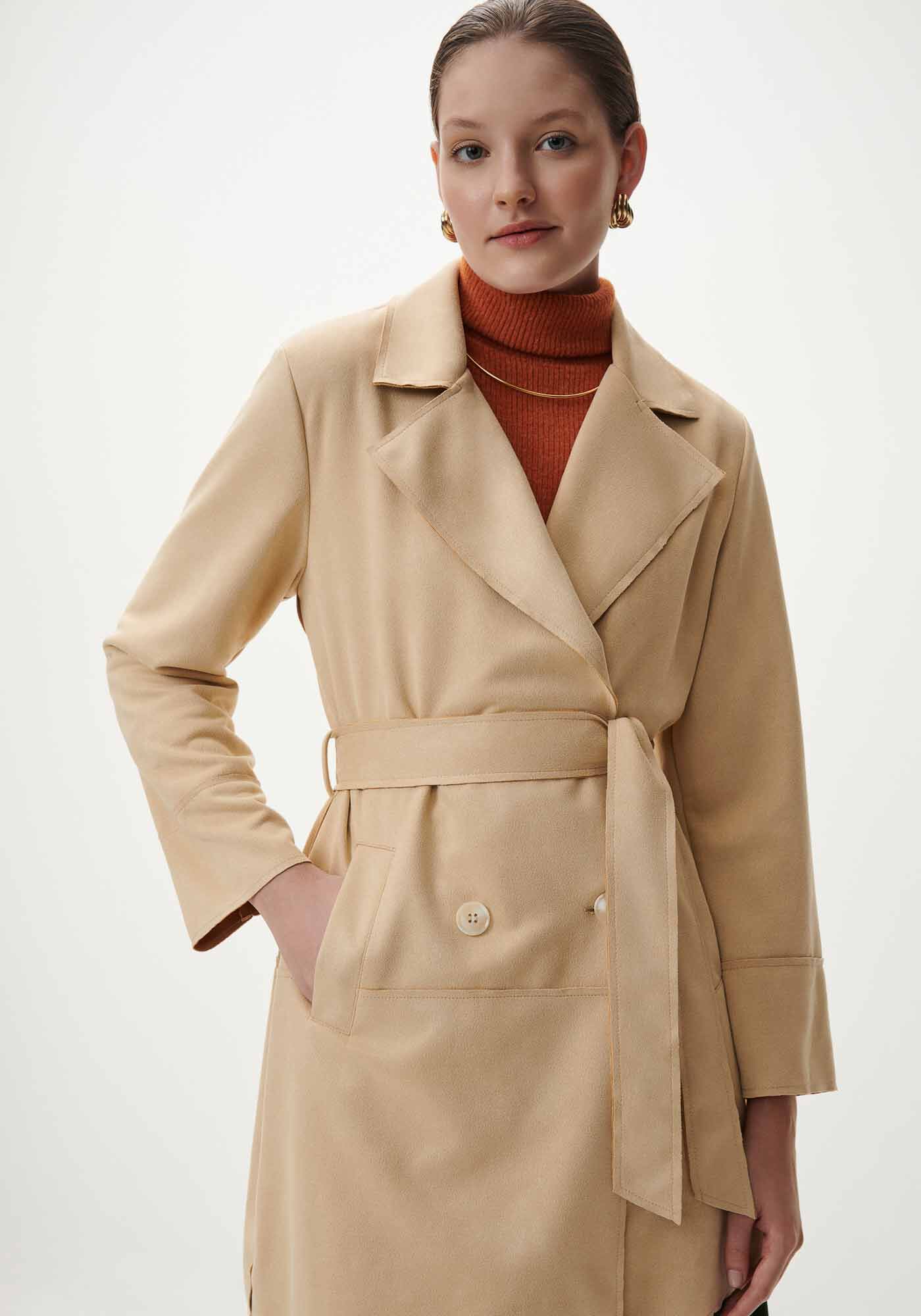 Sobretudo em Suede com Cinto, , large.