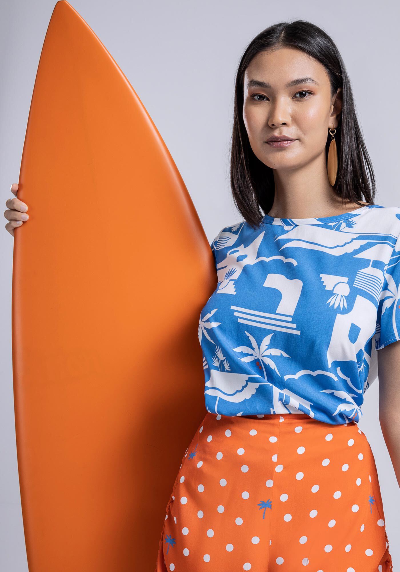 Blusa Manga Curta em Viscose Estampada, , large.